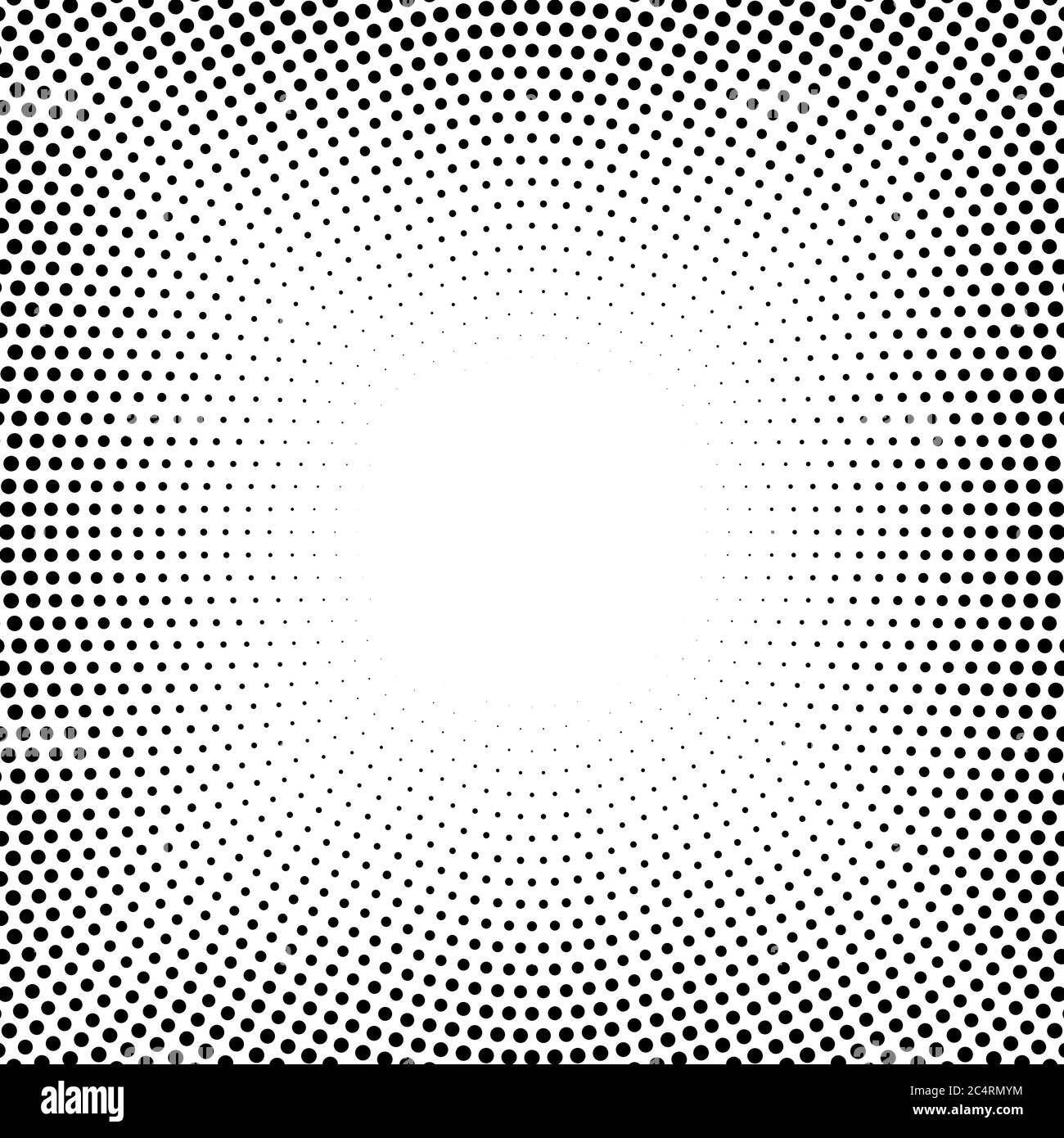 Arrière-plan en pointillés demi-tons distribués de façon circulaire. Motif vectoriel d'effet demi-ton. Points circulaires isolés sur fond blanc. Illustration de Vecteur