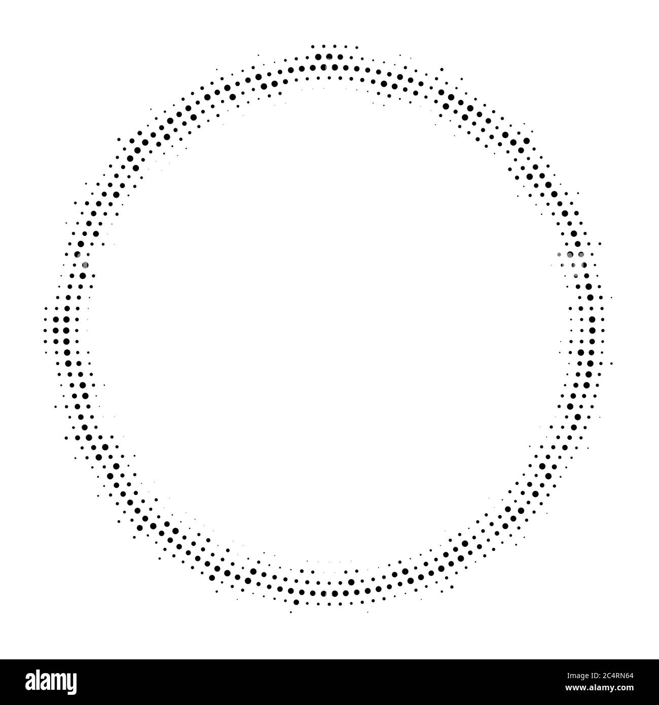 Arrière-plan en pointillés demi-tons distribués de façon circulaire. Motif vectoriel d'effet demi-ton. Points circulaires isolés sur fond blanc. Illustration de Vecteur