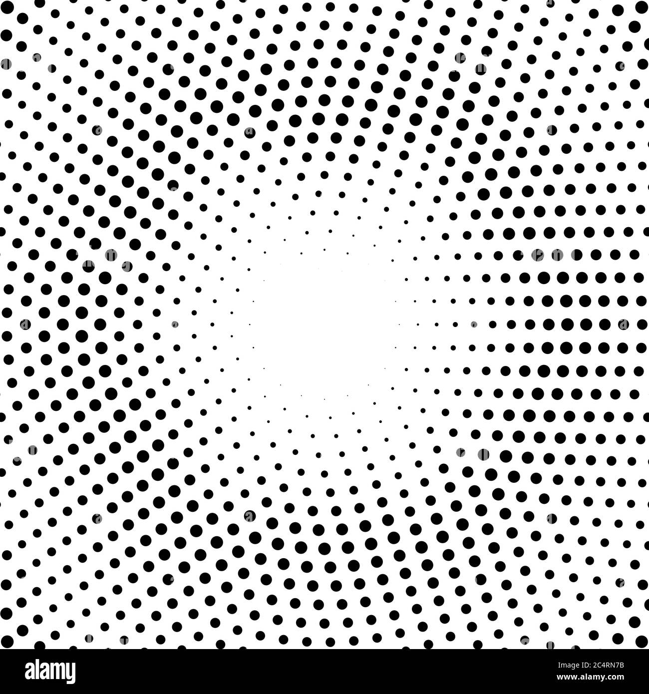Arrière-plan en pointillés demi-tons distribués de façon circulaire. Motif vectoriel d'effet demi-ton. Points circulaires isolés sur fond blanc. Illustration de Vecteur