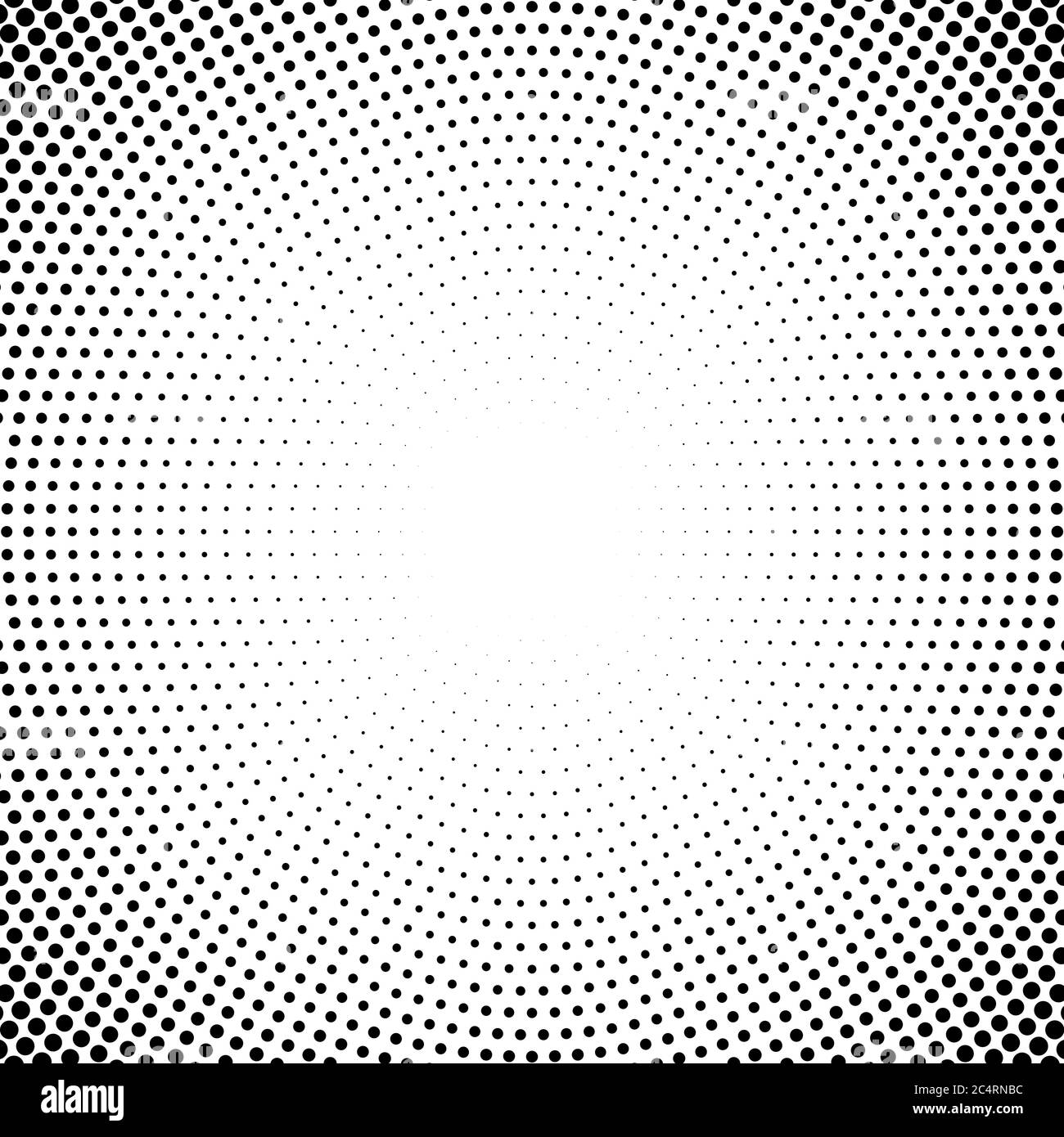 Arrière-plan en pointillés demi-tons distribués de façon circulaire. Motif vectoriel d'effet demi-ton. Points circulaires isolés sur fond blanc. Illustration de Vecteur