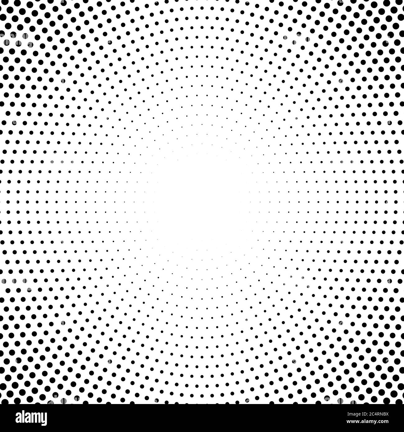 Arrière-plan en pointillés demi-tons distribués de façon circulaire. Motif vectoriel d'effet demi-ton. Points circulaires isolés sur fond blanc. Illustration de Vecteur