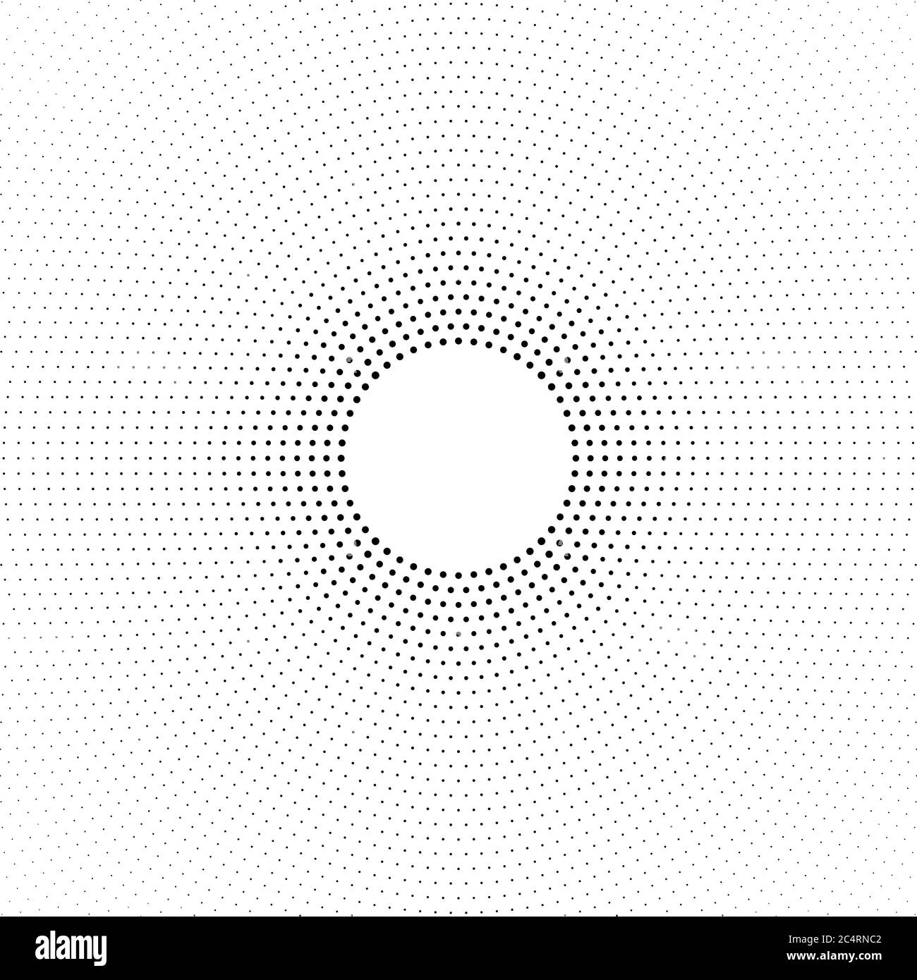 Arrière-plan en pointillés demi-tons distribués de façon circulaire. Motif vectoriel d'effet demi-ton. Points circulaires isolés sur fond blanc. Illustration de Vecteur