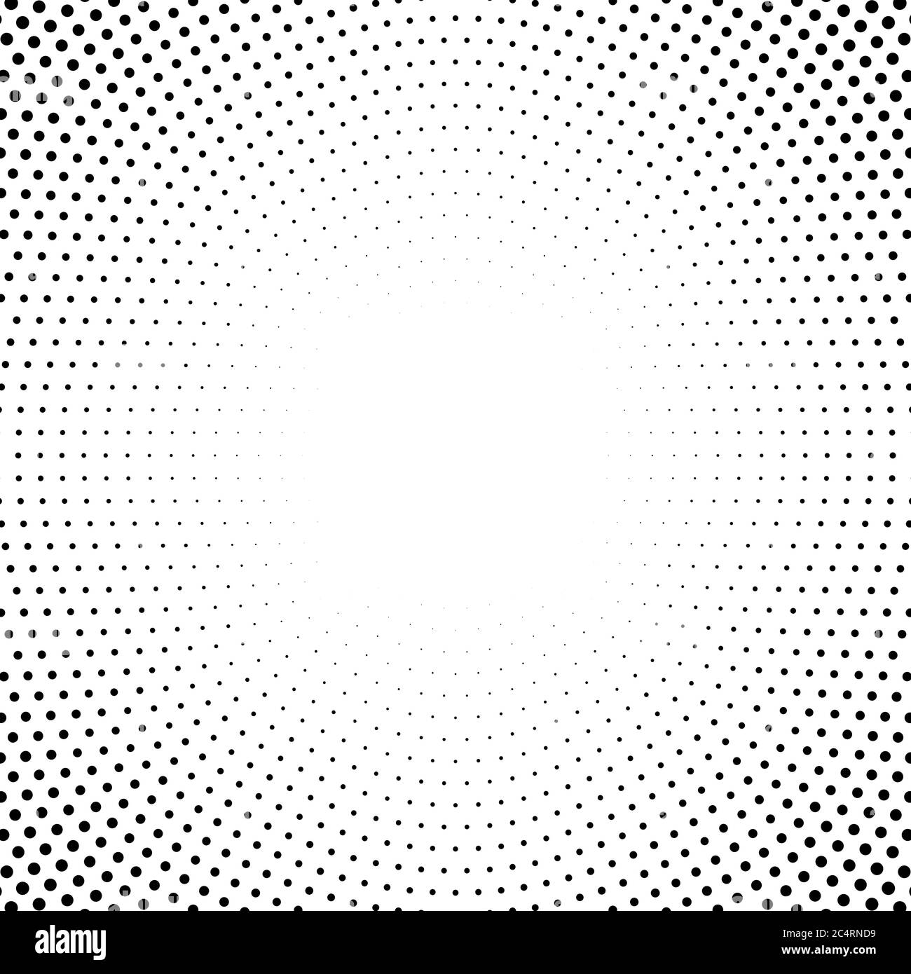 Arrière-plan en pointillés demi-tons distribués de façon circulaire. Motif vectoriel d'effet demi-ton. Points circulaires isolés sur fond blanc. Illustration de Vecteur