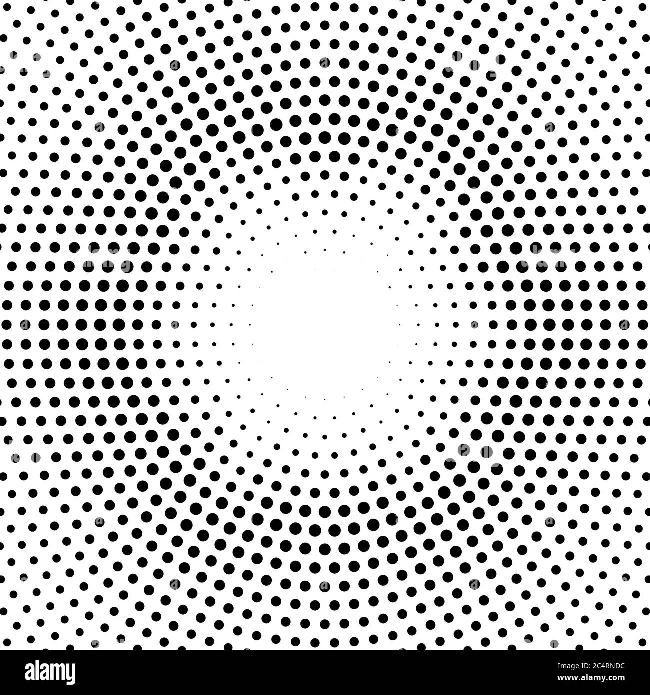 Arrière-plan en pointillés demi-tons distribués de façon circulaire. Motif vectoriel d'effet demi-ton. Points circulaires isolés sur fond blanc. Illustration de Vecteur