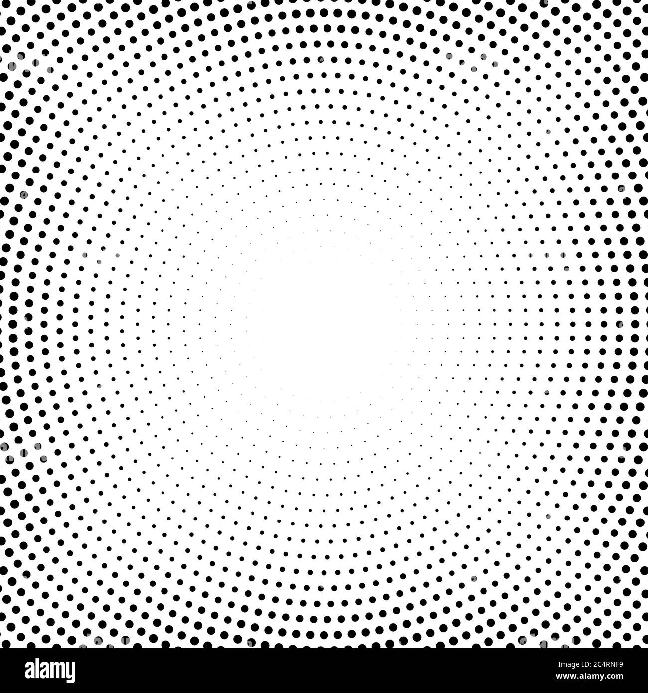 Arrière-plan en pointillés demi-tons distribués de façon circulaire. Motif vectoriel d'effet demi-ton. Points circulaires isolés sur fond blanc. Illustration de Vecteur