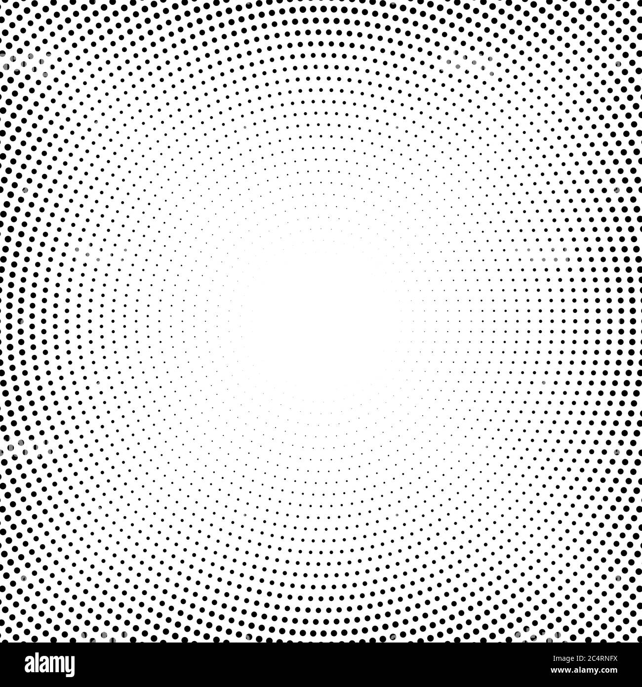 Arrière-plan en pointillés demi-tons distribués de façon circulaire. Motif vectoriel d'effet demi-ton. Points circulaires isolés sur fond blanc. Illustration de Vecteur