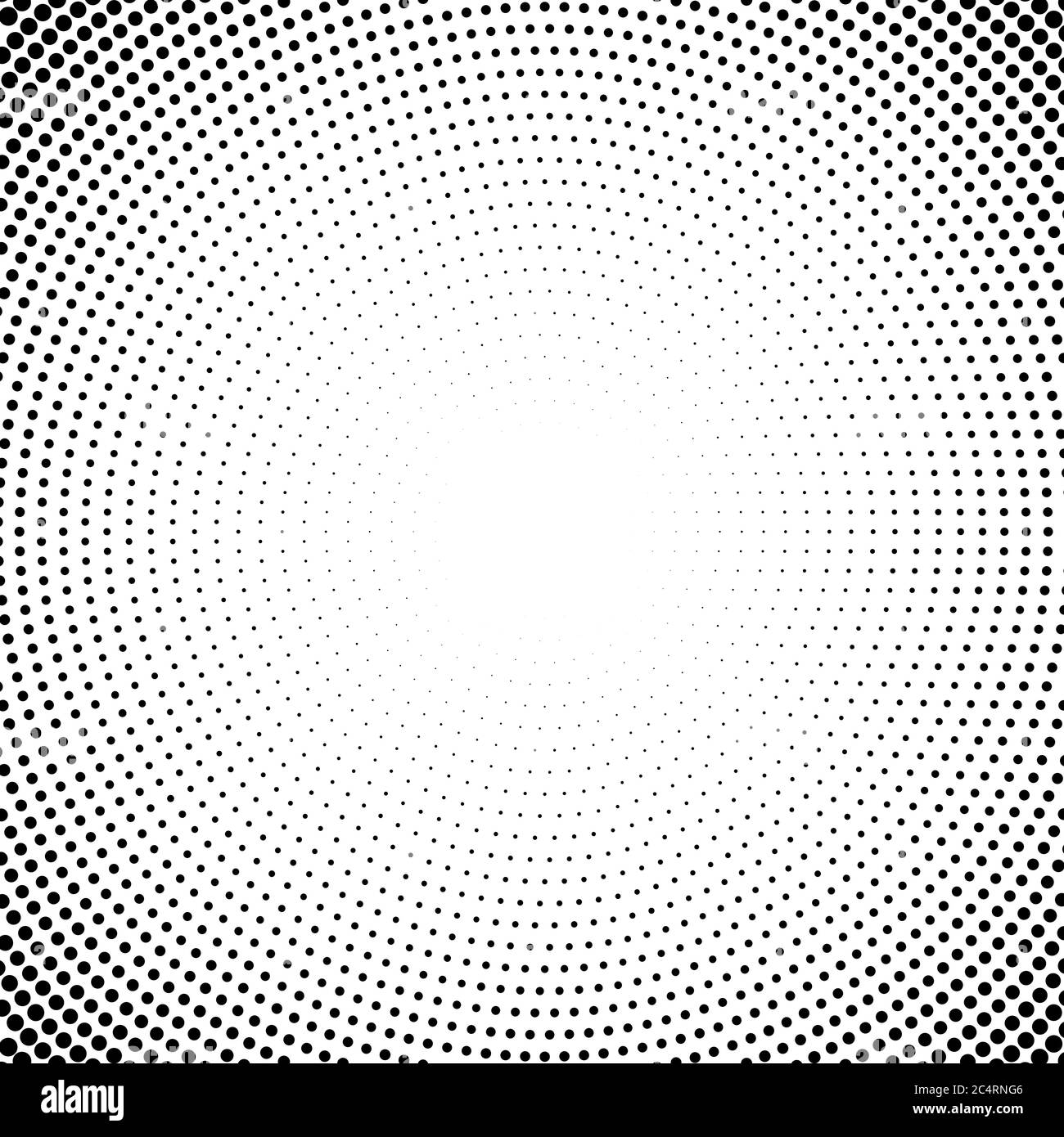 Arrière-plan en pointillés demi-tons distribués de façon circulaire. Motif vectoriel d'effet demi-ton. Points circulaires isolés sur fond blanc. Illustration de Vecteur