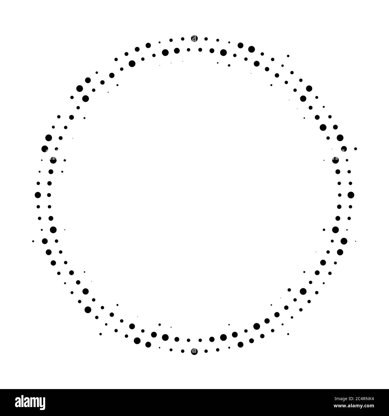 Arrière-plan en pointillés demi-tons distribués de façon circulaire. Motif vectoriel d'effet demi-ton. Points circulaires isolés sur fond blanc. Illustration de Vecteur