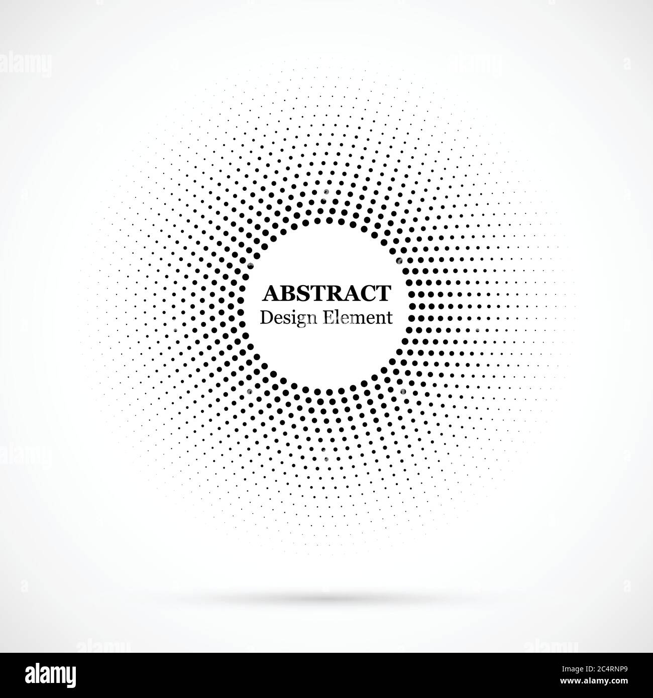 Arrière-plan en pointillés demi-tons distribués de façon circulaire. Motif vectoriel d'effet demi-ton. Points circulaires isolés sur fond blanc. Illustration de Vecteur
