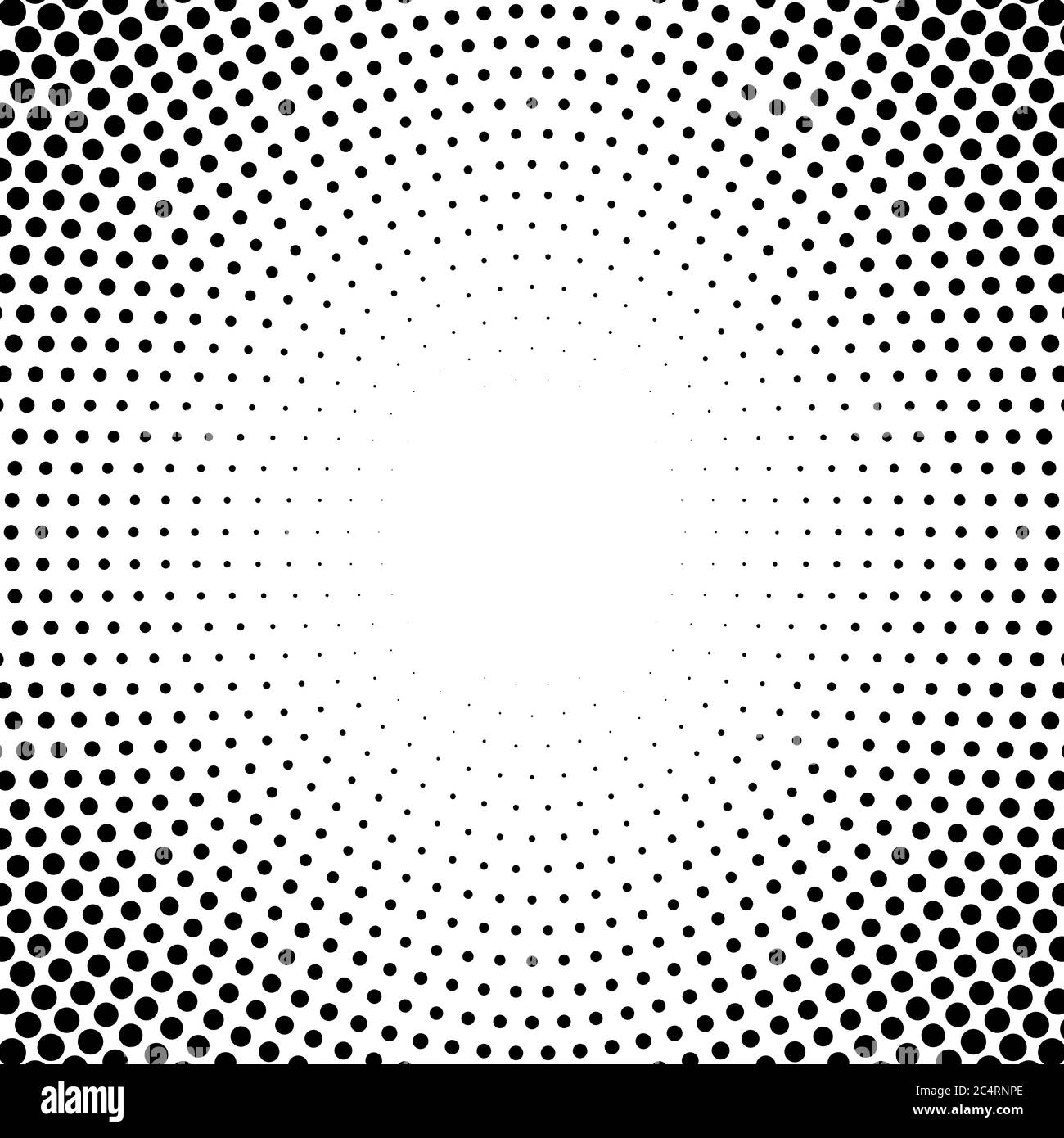 Arrière-plan en pointillés demi-tons distribués de façon circulaire. Motif vectoriel d'effet demi-ton. Points circulaires isolés sur fond blanc. Illustration de Vecteur