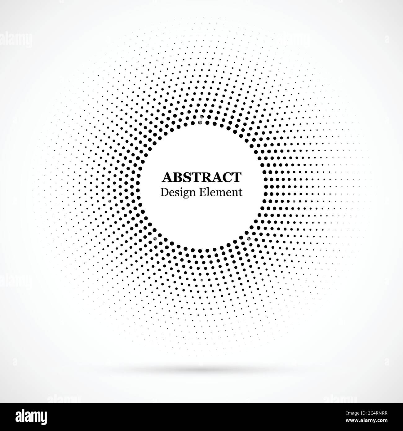Arrière-plan en pointillés demi-tons distribués de façon circulaire. Motif vectoriel d'effet demi-ton. Points circulaires isolés sur fond blanc. Illustration de Vecteur