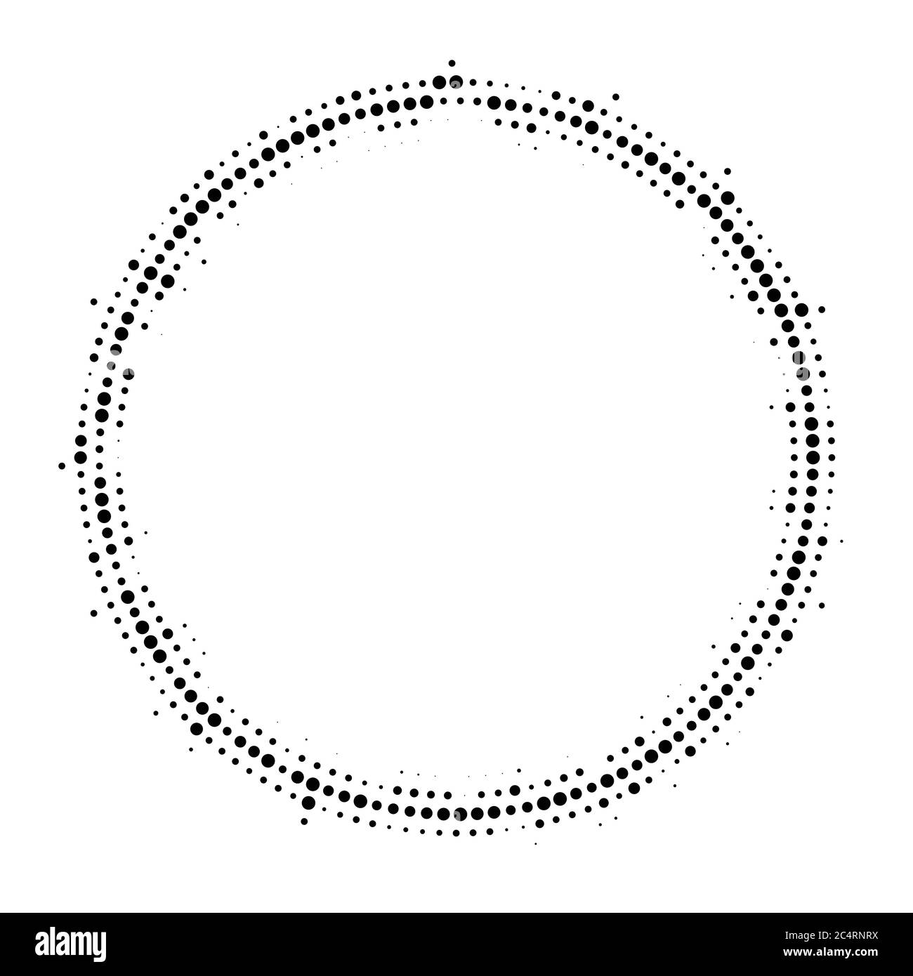 Arrière-plan en pointillés demi-tons distribués de façon circulaire. Motif vectoriel d'effet demi-ton. Points circulaires isolés sur fond blanc. Illustration de Vecteur