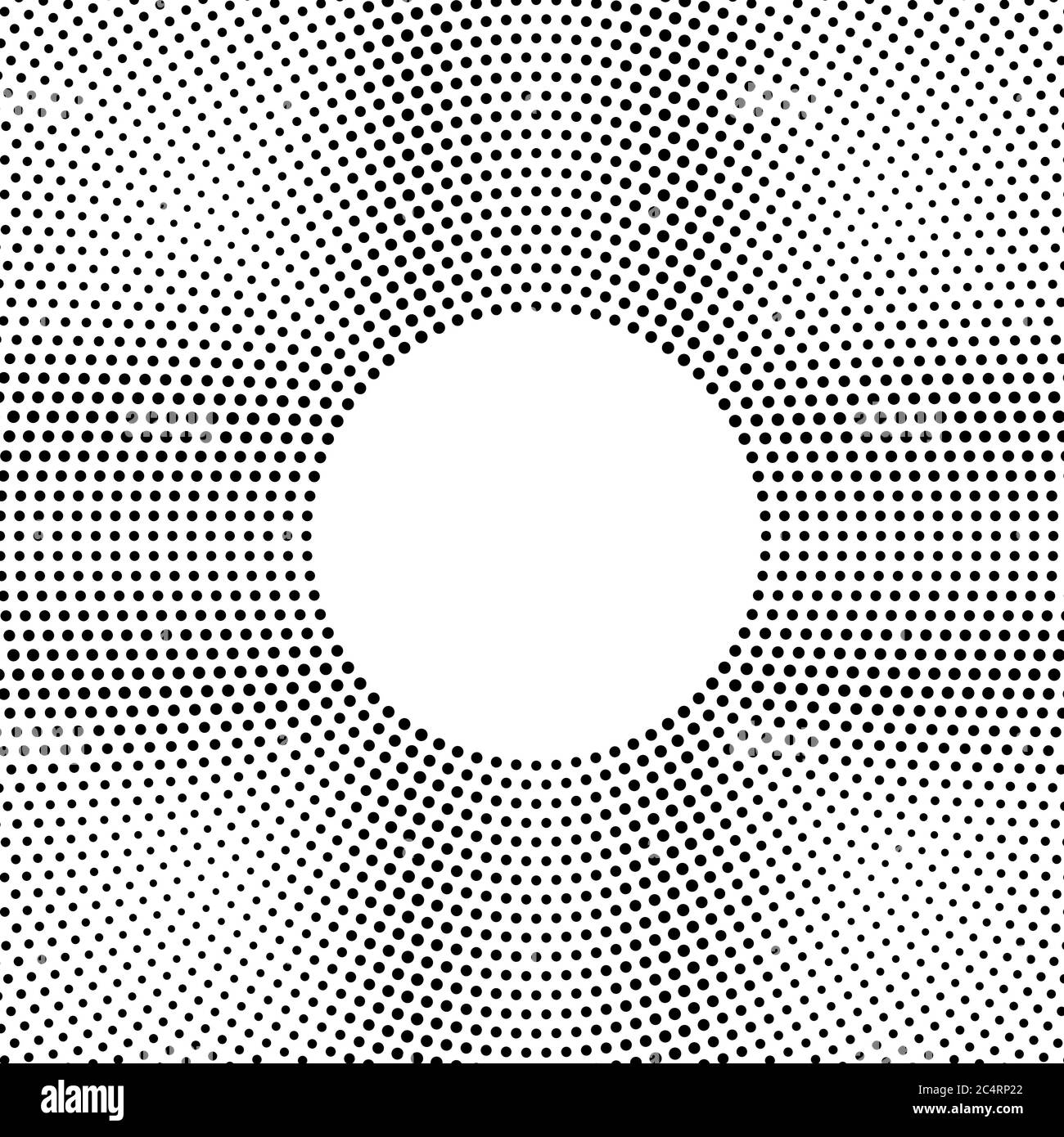 Arrière-plan en pointillés demi-tons distribués de façon circulaire. Motif vectoriel d'effet demi-ton. Points circulaires isolés sur fond blanc. Illustration de Vecteur