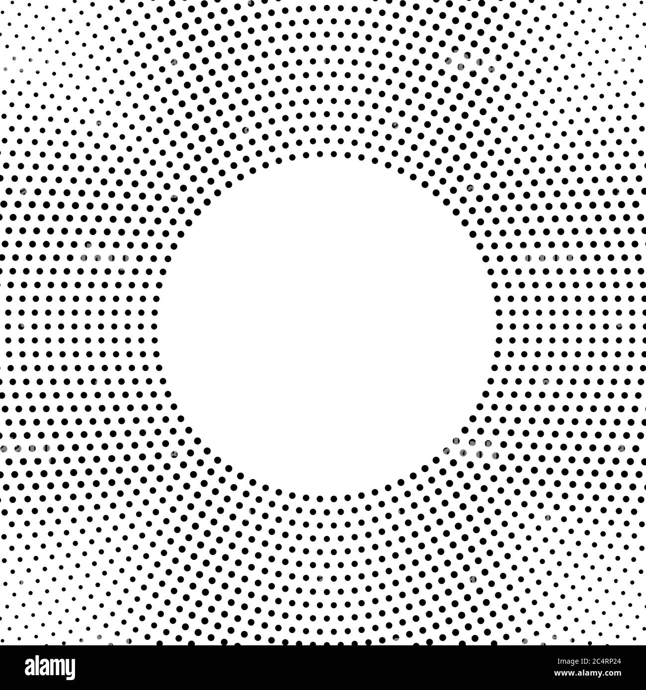 Arrière-plan en pointillés demi-tons distribués de façon circulaire. Motif vectoriel d'effet demi-ton. Points circulaires isolés sur fond blanc. Illustration de Vecteur