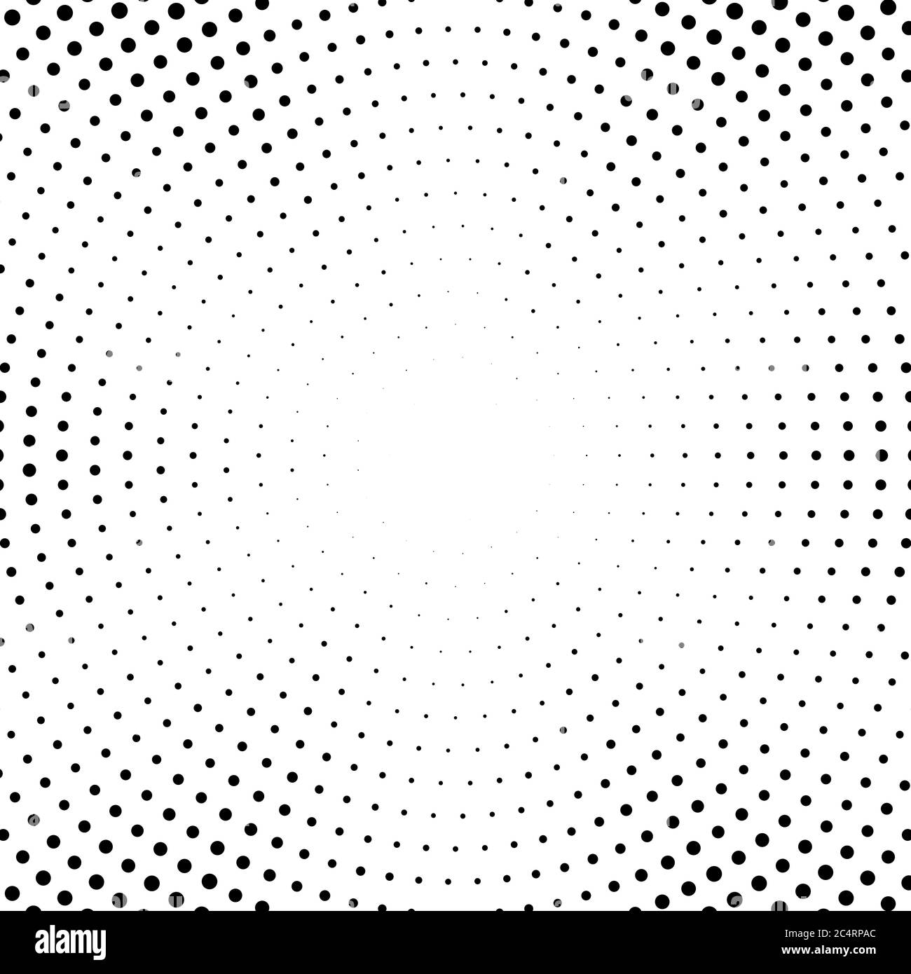 Arrière-plan en pointillés demi-tons distribués de façon circulaire. Motif vectoriel d'effet demi-ton. Points circulaires isolés sur fond blanc. Illustration de Vecteur