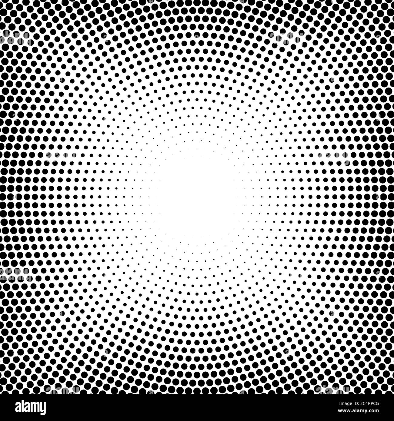Arrière-plan en pointillés demi-tons distribués de façon circulaire. Motif vectoriel d'effet demi-ton. Points circulaires isolés sur fond blanc. Illustration de Vecteur