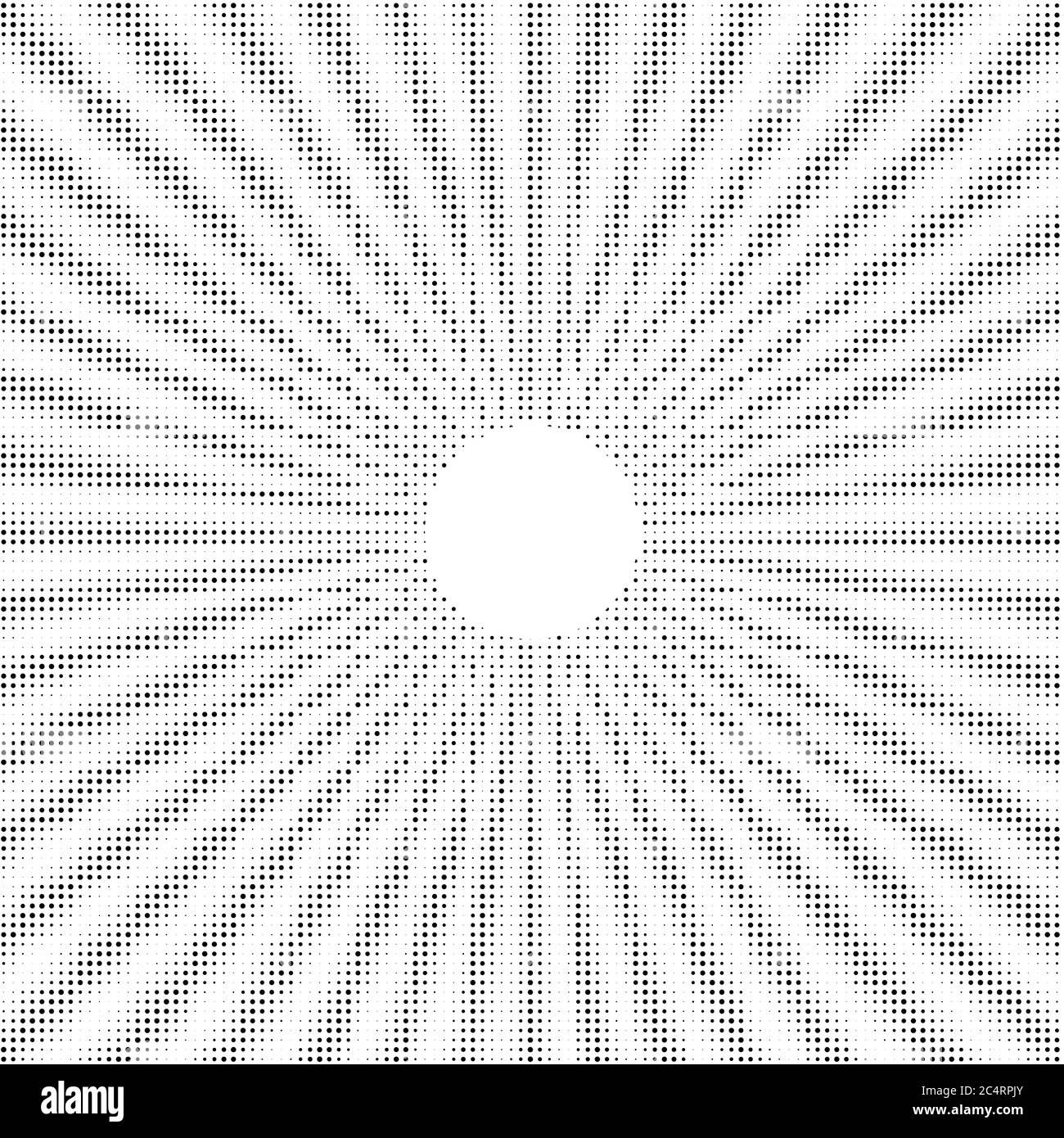 Arrière-plan en pointillés demi-tons distribués de façon circulaire. Motif vectoriel d'effet demi-ton. Points circulaires isolés sur fond blanc. Illustration de Vecteur