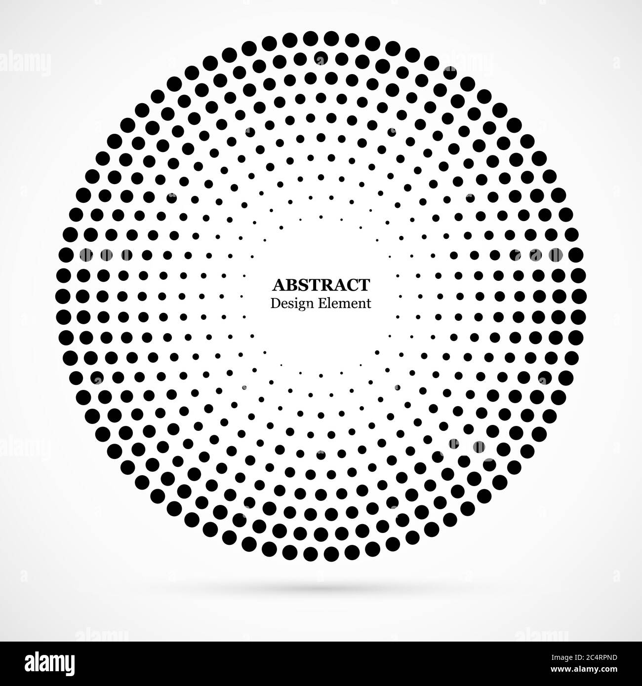 Arrière-plan en pointillés demi-tons distribués de façon circulaire. Motif vectoriel d'effet demi-ton. Points circulaires isolés sur fond blanc. Illustration de Vecteur