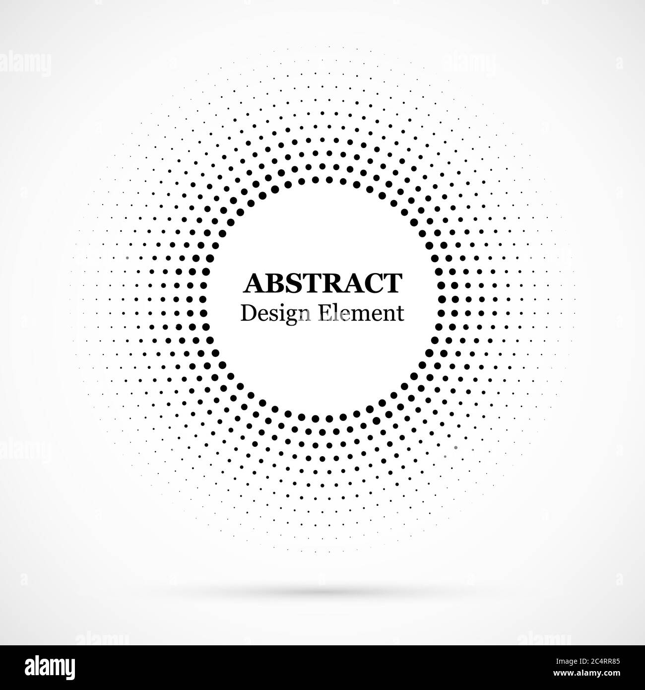 Arrière-plan en pointillés demi-tons distribués de façon circulaire. Motif vectoriel d'effet demi-ton. Points circulaires isolés sur fond blanc. Illustration de Vecteur