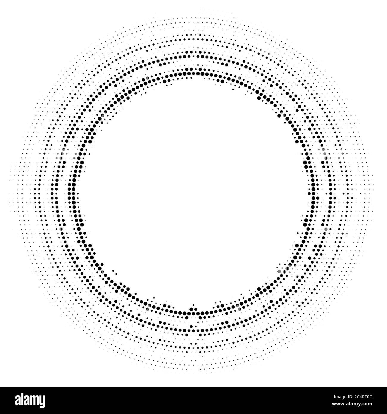 Arrière-plan en pointillés demi-tons distribués de façon circulaire. Motif vectoriel d'effet demi-ton. Points circulaires isolés sur fond blanc. Illustration de Vecteur