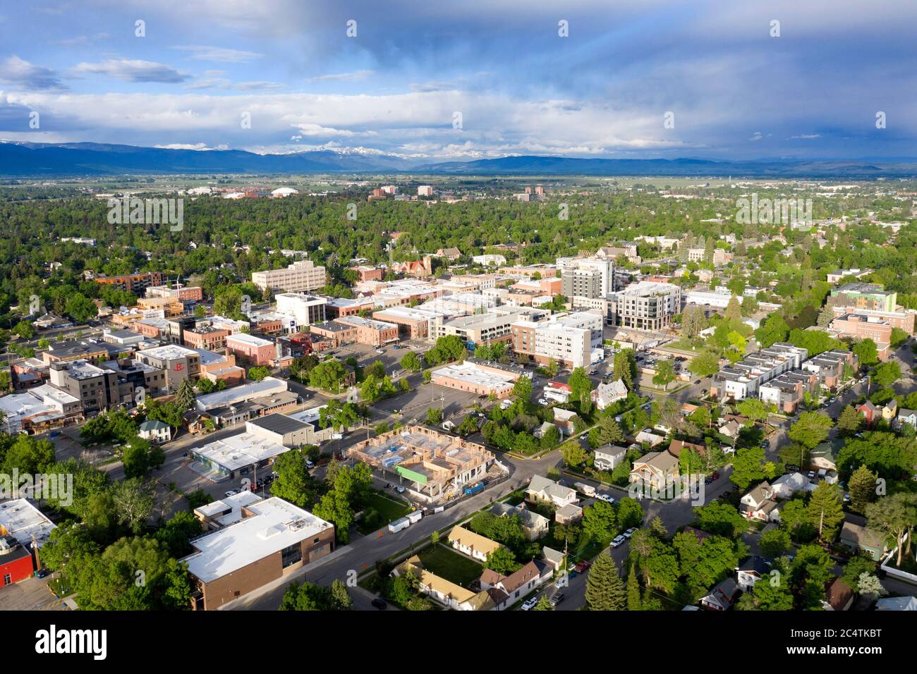 Vues aériennes du centre-ville pittoresque de Bozeman, Montana Banque D'Images