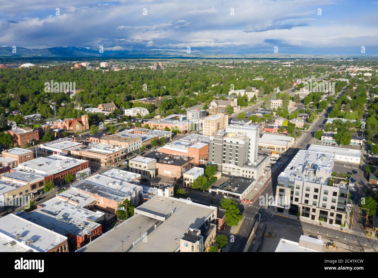 Vues aériennes du centre-ville pittoresque de Bozeman, Montana Banque D'Images
