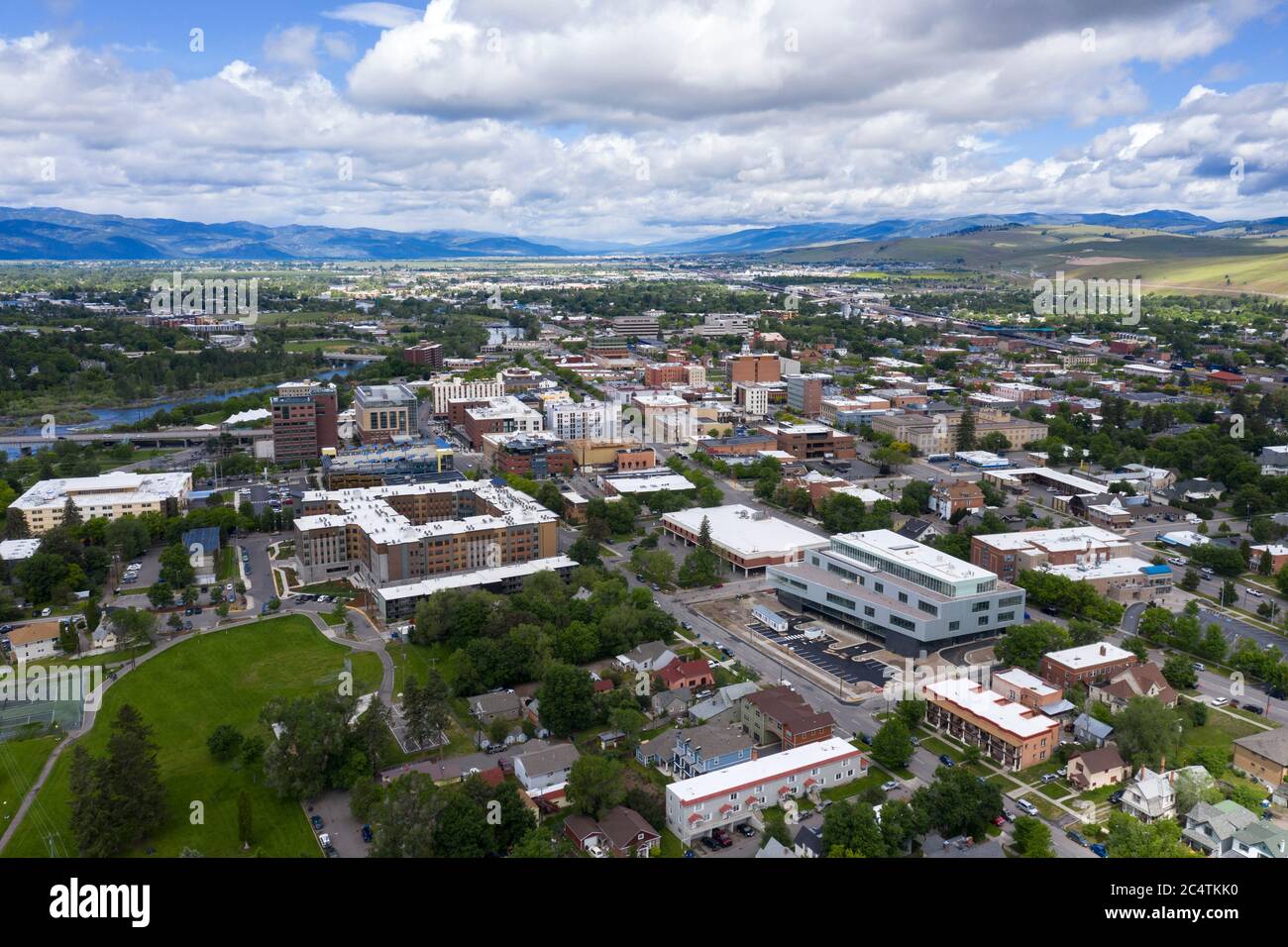 Vues aériennes du centre-ville de Missoula, Montana Banque D'Images