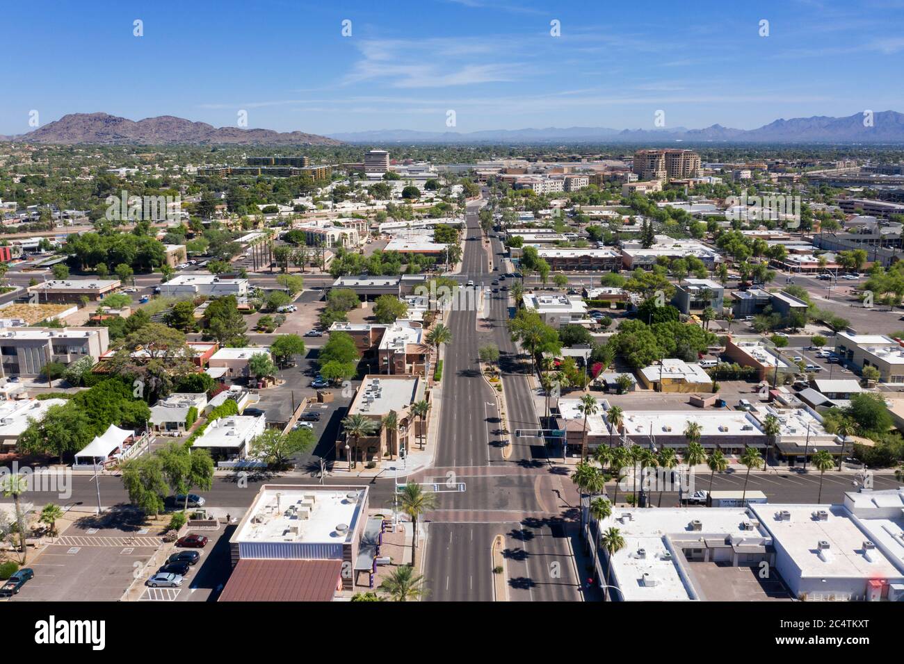 Vue aérienne sur le centre-ville de Scottsdale Arizona Banque D'Images