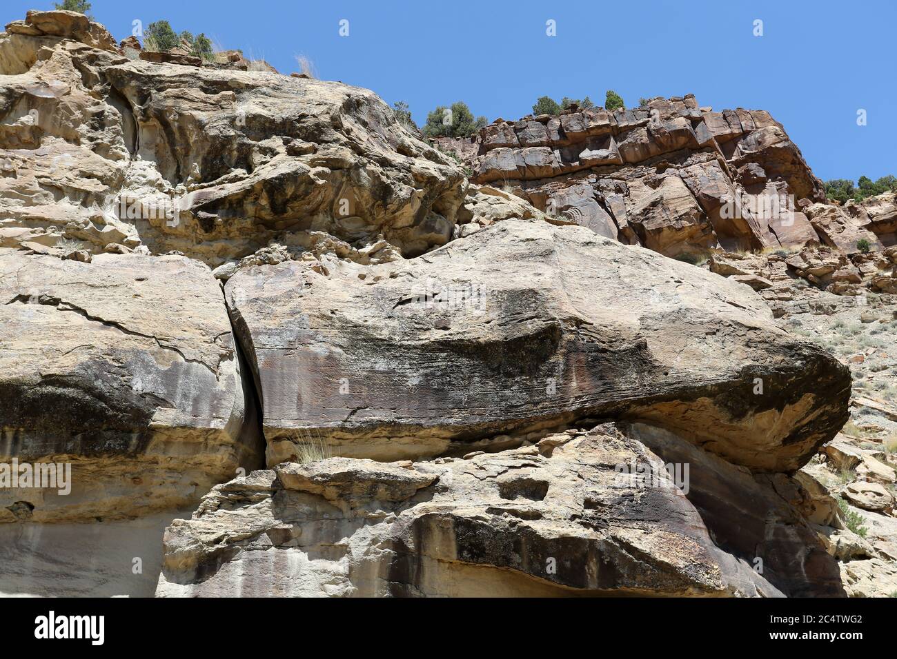 Art rupestre indien d'origine pétroglyphe Utah 1387. Nine Mile Canyon, Utah. La plus longue galerie d'art au monde de l'Amérique ancienne. Banque D'Images