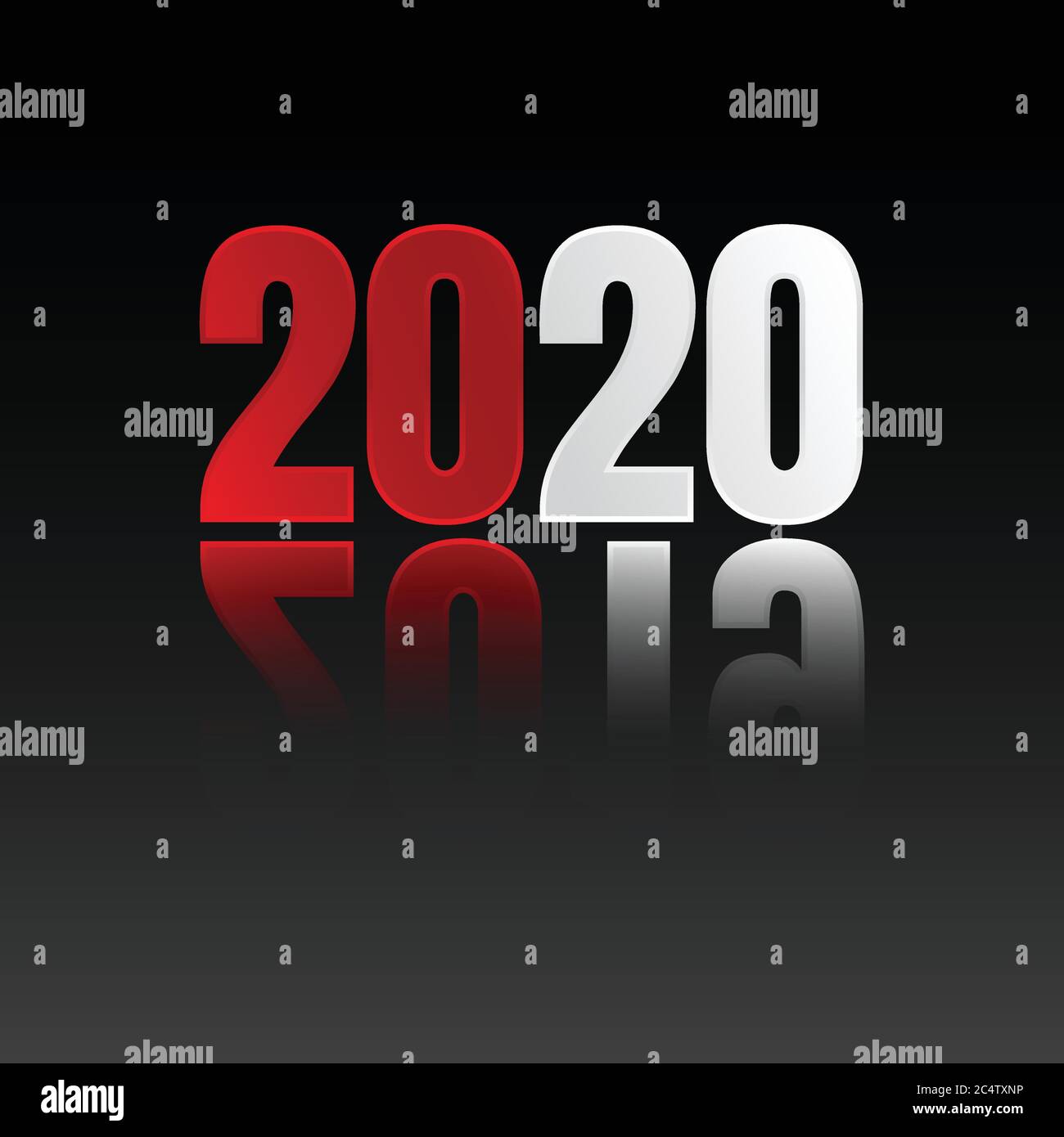 Les symboles rouge et blanc 2020 changent le texte de 2019 symboles. Fond ou affiche sur fond noir. Illustration vectorielle EPS.8 EPS.10 Illustration de Vecteur