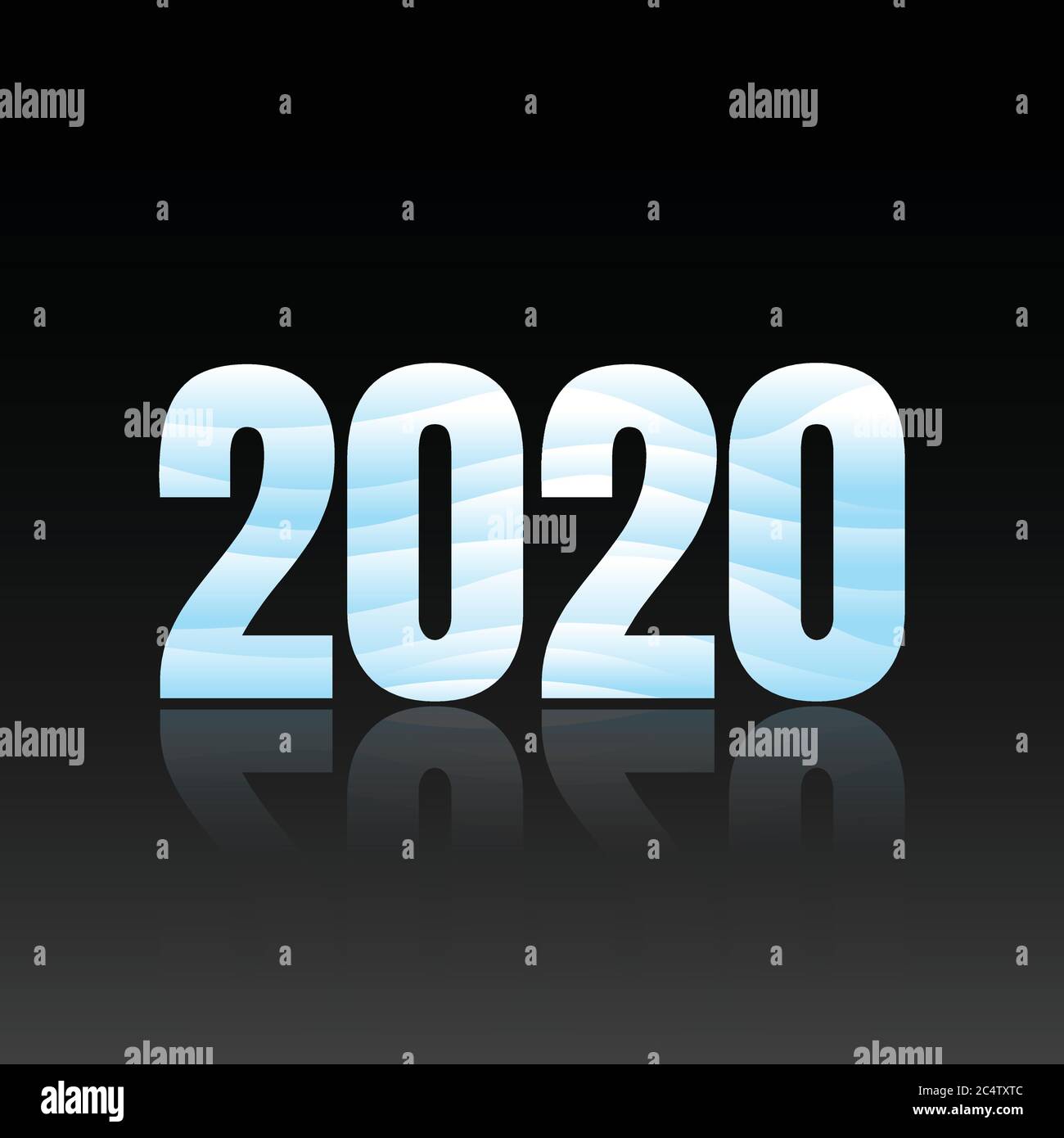 2020 symboles style texte hiver avec couleur aqua. Fond ou affiche sur fond noir. Illustration vectorielle EPS.8 EPS.10 Illustration de Vecteur