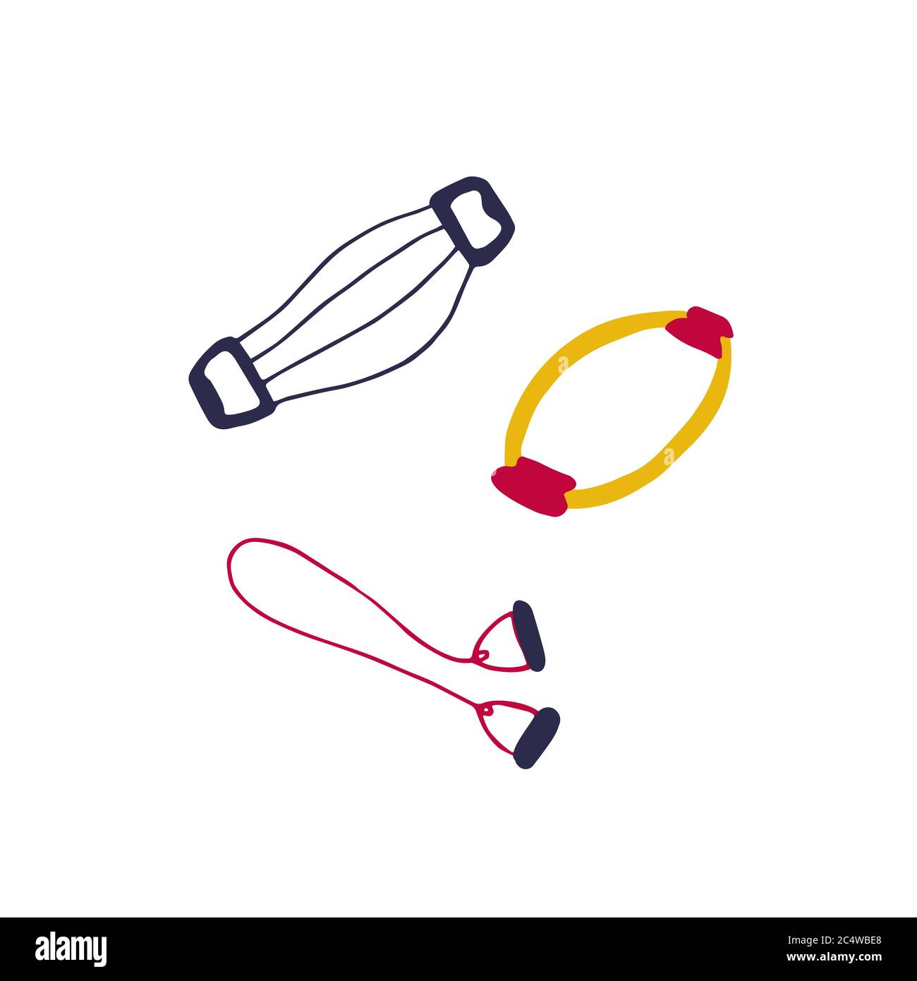 Expandeur de formation, expandeur tubulaire, anneau isotonique. Équipement d'entraînement sportif. Graphique vectoriel tracé à la main Illustration de Vecteur