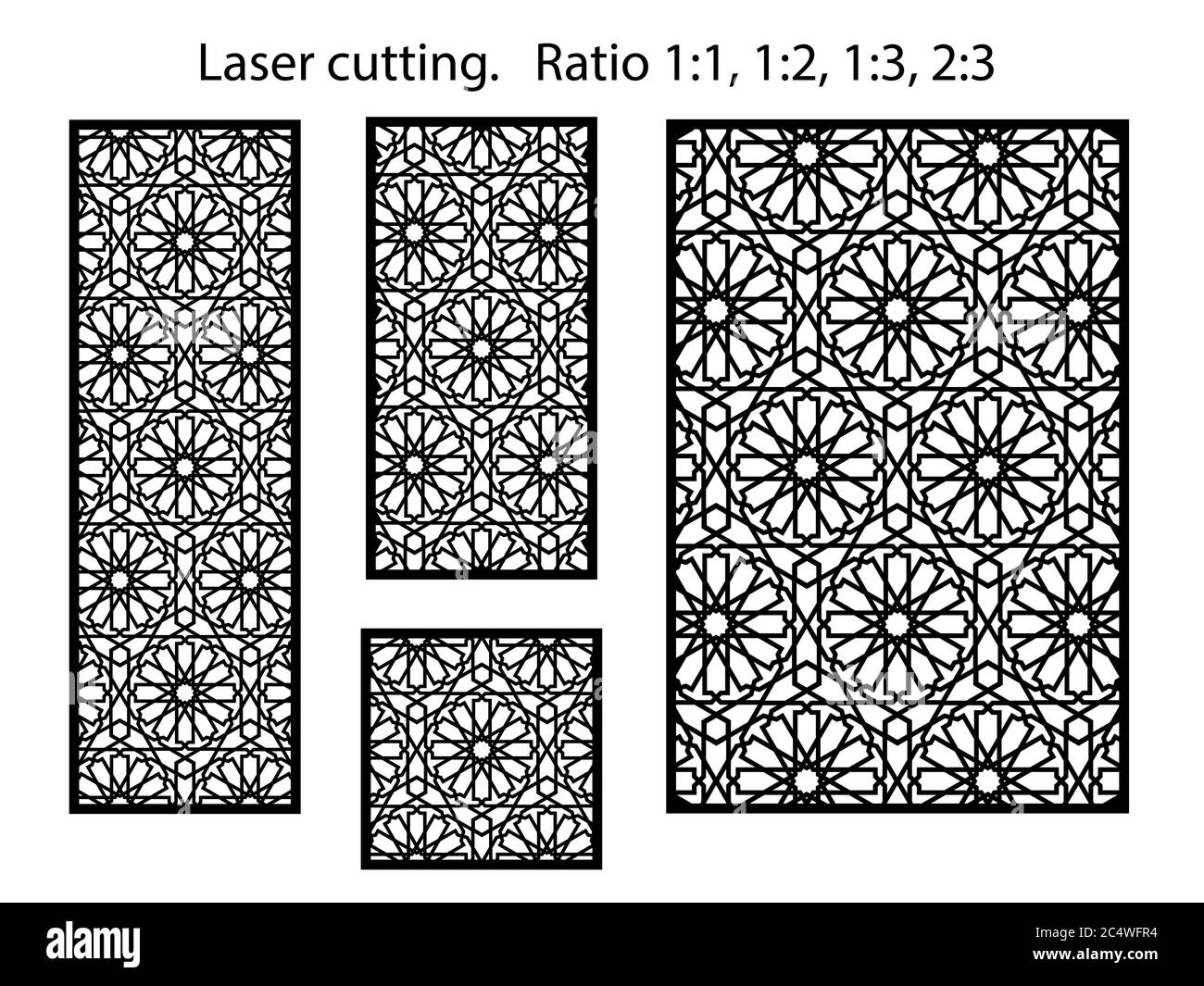 Panneau vectoriel CNC arabe. Découpe au laser. Modèle pour cloison intérieure en style arabe. Panneau décoratif CNC Illustration de Vecteur