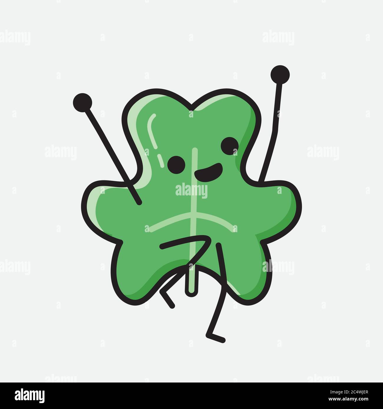 Illustration du joli personnage de la mascotte de Clover Leaf Vector dans un style de conception plate Illustration de Vecteur