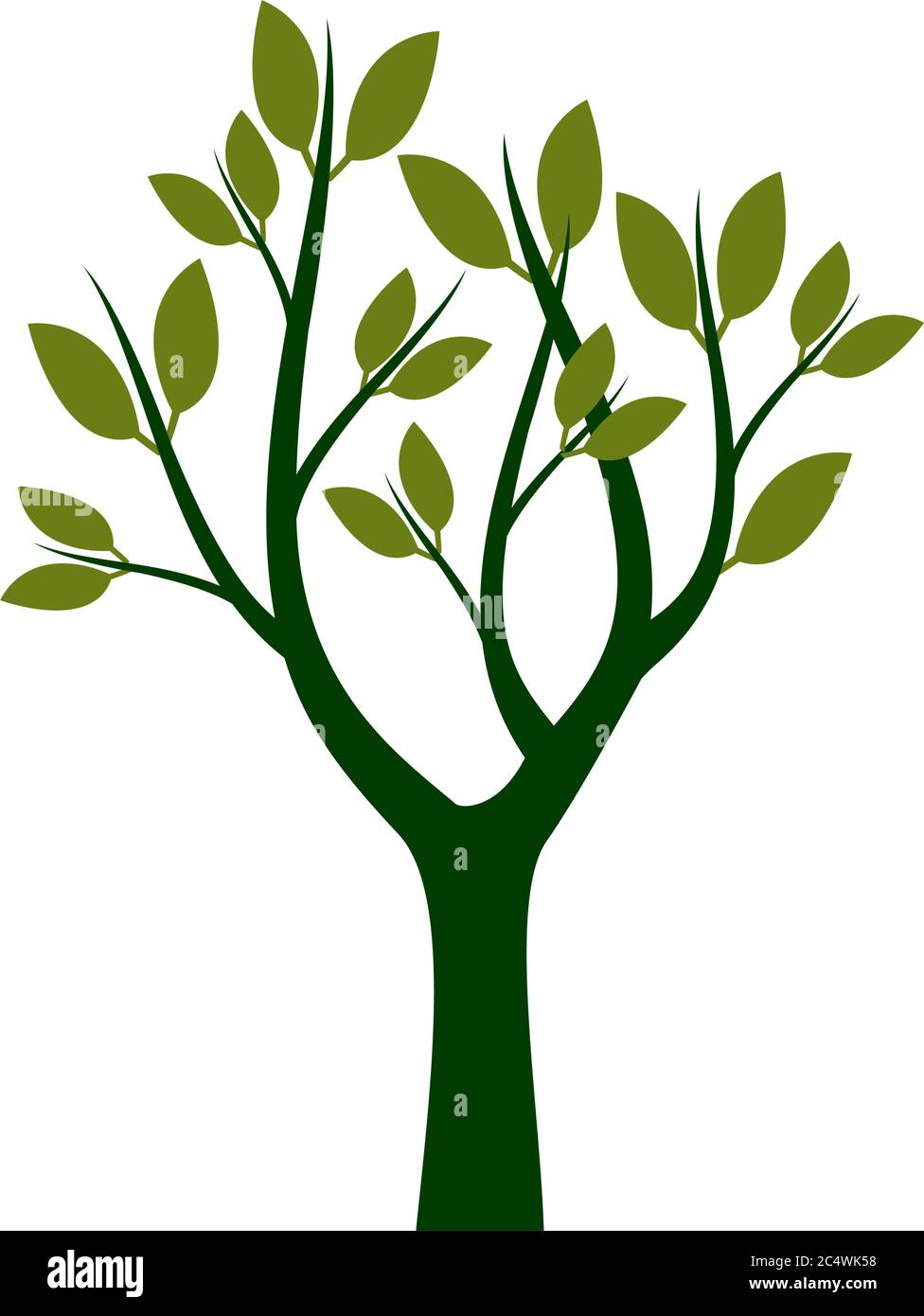Arbre vert avec des feuilles. Contour Vector Illustration. Plante dans le jardin. Illustration de Vecteur