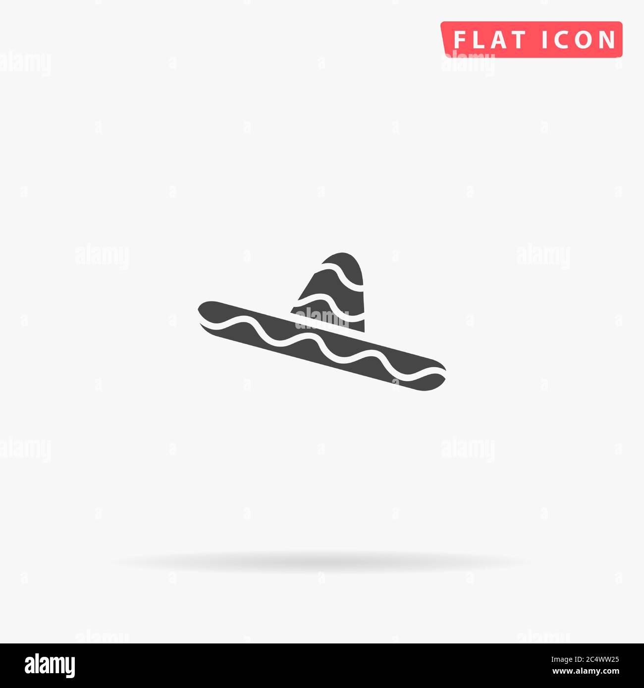 Big Mexican Hat, Sombrero icône vecteur plat. Illustrations dessinées à la main. Illustration de Vecteur