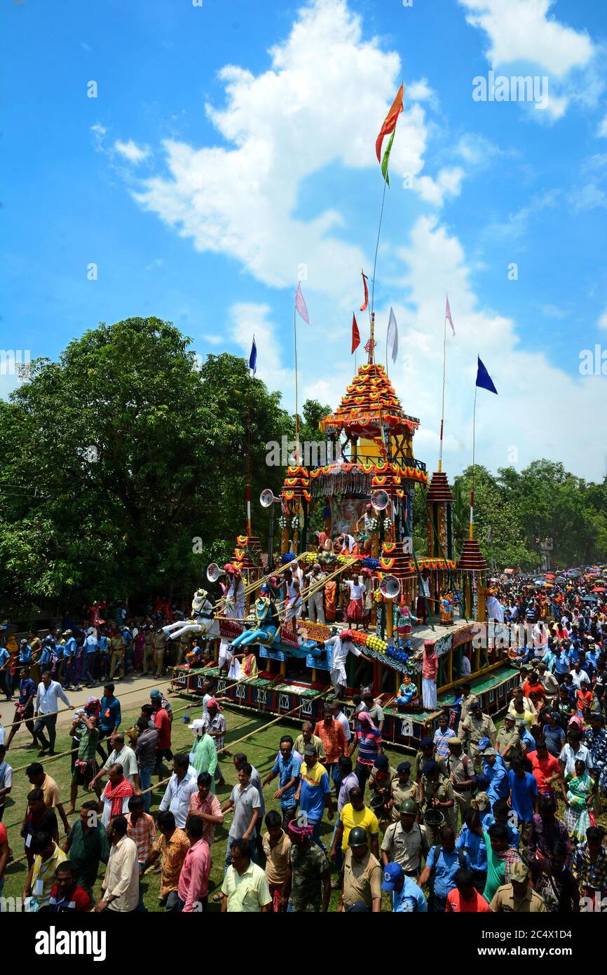 Le Guptipara Rathayatra est célébré à Guptipara, dans le district de Hooghly, dans le Bengale occidental, depuis les années 1730. Banque D'Images