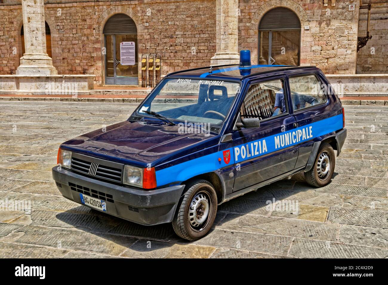 Fiat police voiture à Pérouse, Italie. Banque D'Images