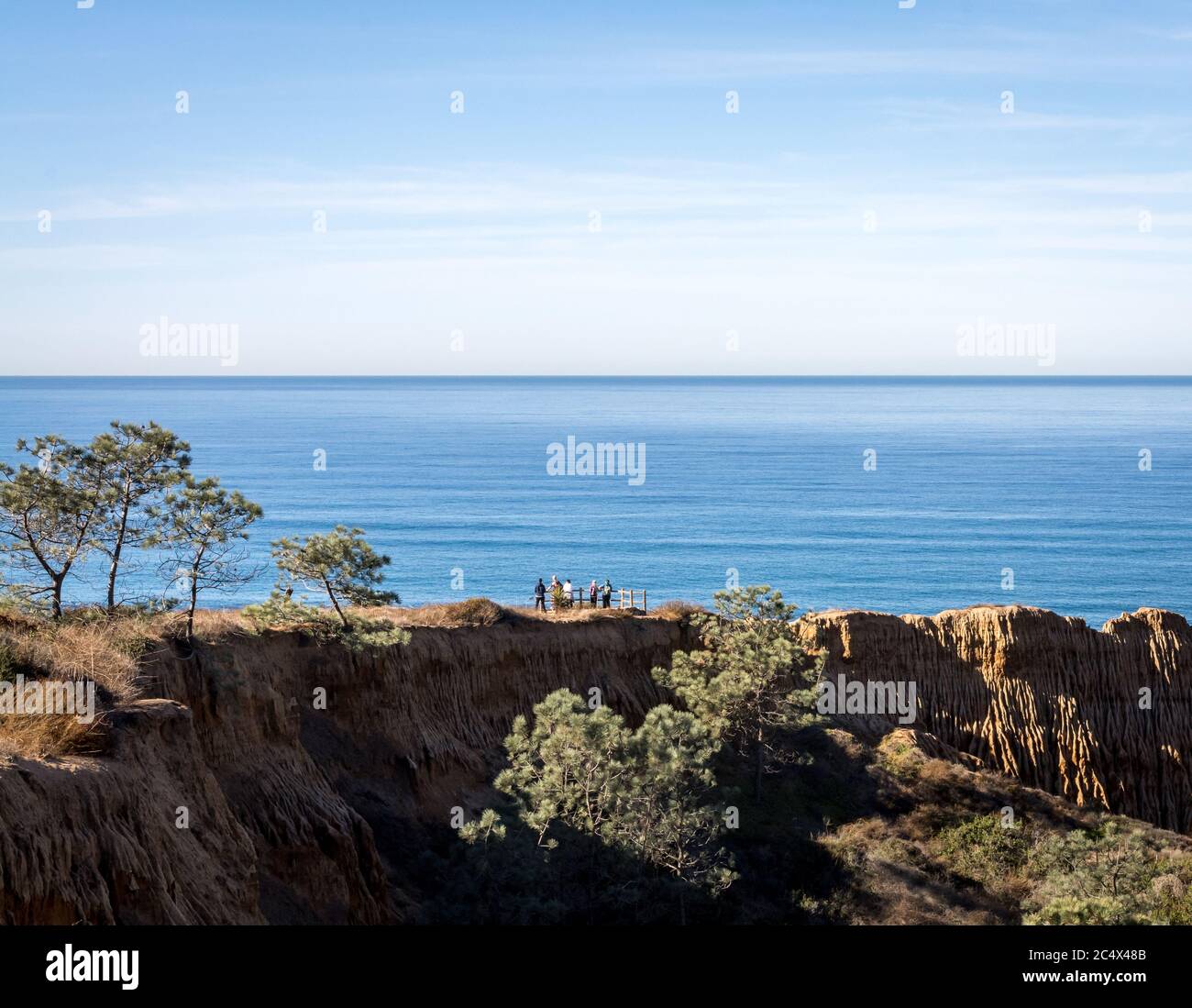 Vue magnifique sur la réserve d'État de Torrey Pines - falaise de bord de mer à San Diego, Californie, États-Unis d'Amérique. Panorama. Océan Pacifique. Horizon. Banque D'Images