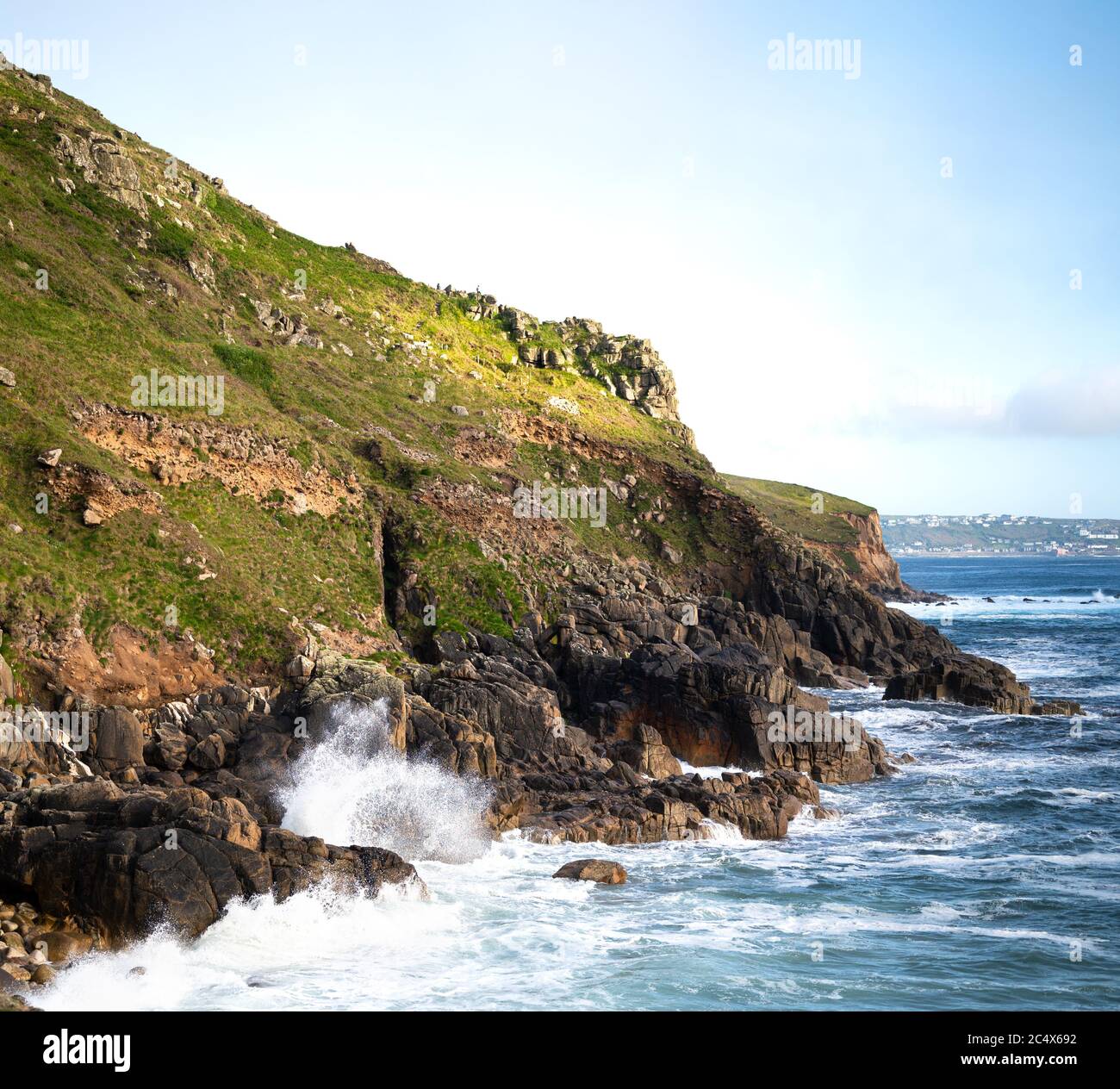 La côte sauvage de Porth Nanven, Cornwall, Royaume-Uni Banque D'Images