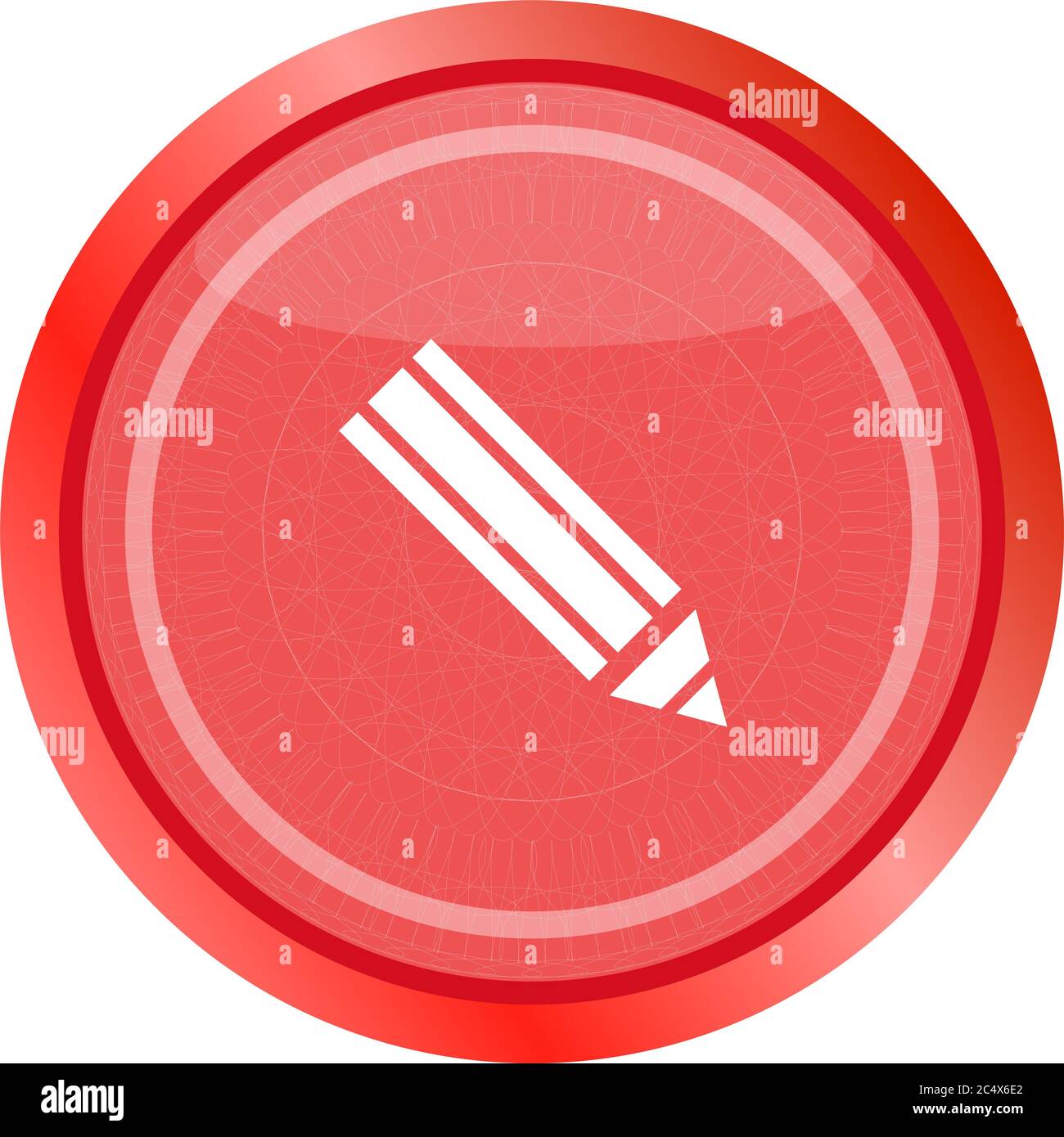 Crayon sur l'icône web, bouton web isolé sur fond blanc Banque D'Images