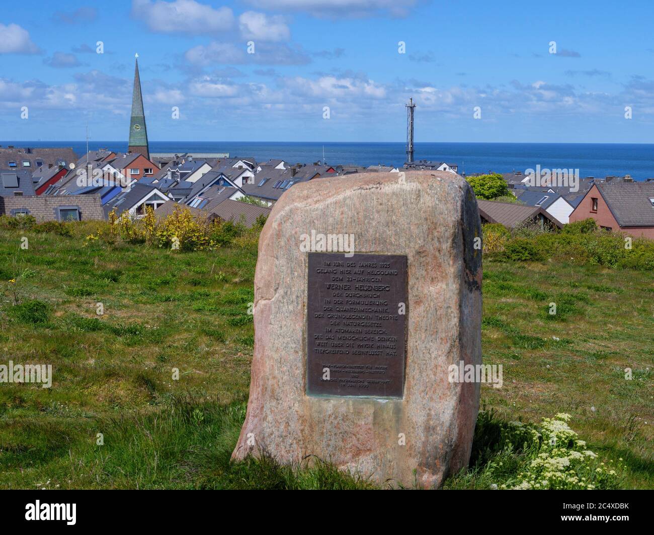pierre commémorative Werner Heisenberg, horizon, Oberland, île Helgoland, quartier Pinneberg, Schleswig-Holstein, Allemagne, Europe Banque D'Images