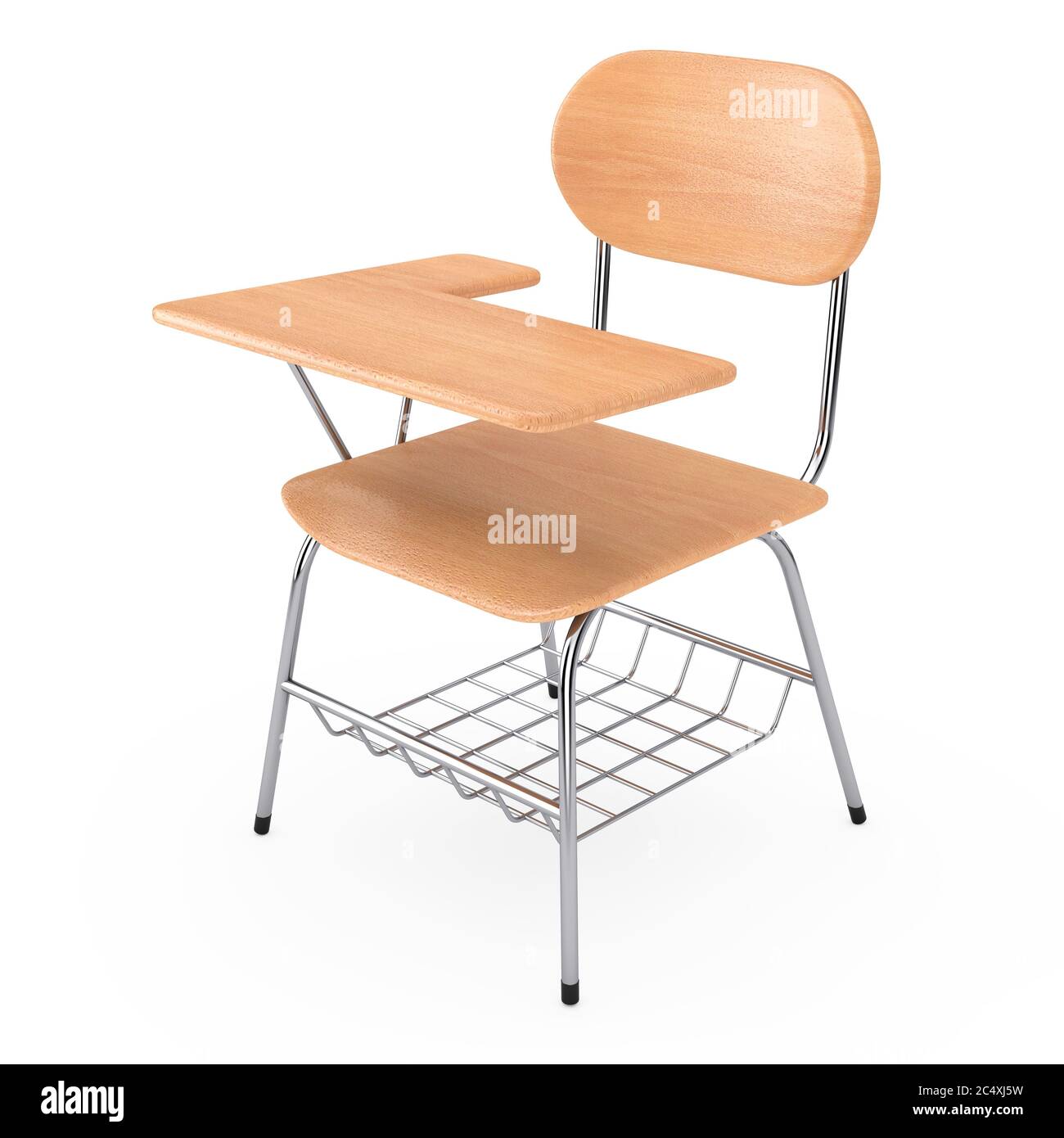 Table de bureau en bois de l'école de lecture ou de l'université avec chaise  sur fond blanc. Rendu 3d Photo Stock - Alamy