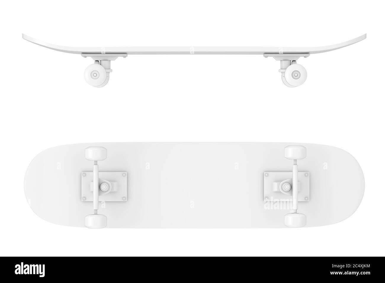 Plate-forme de skateboard grise moderne de style argile sur fond blanc. Rendu 3d Banque D'Images