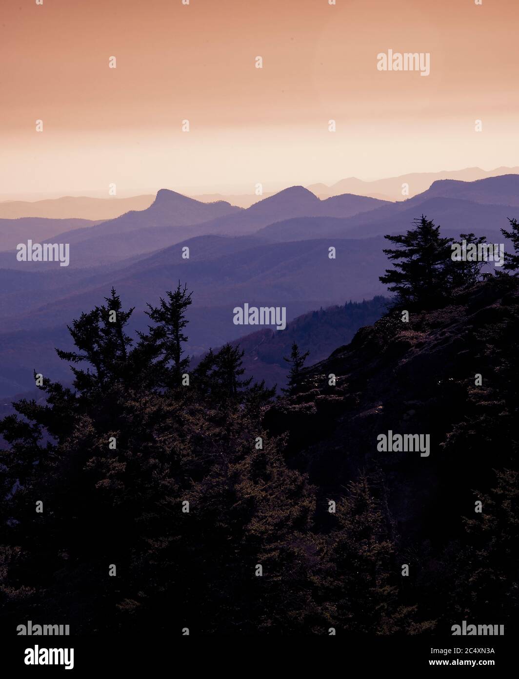 Vue panoramique et paysage de la montagne grand-père, Caroline du Nord. Banque D'Images