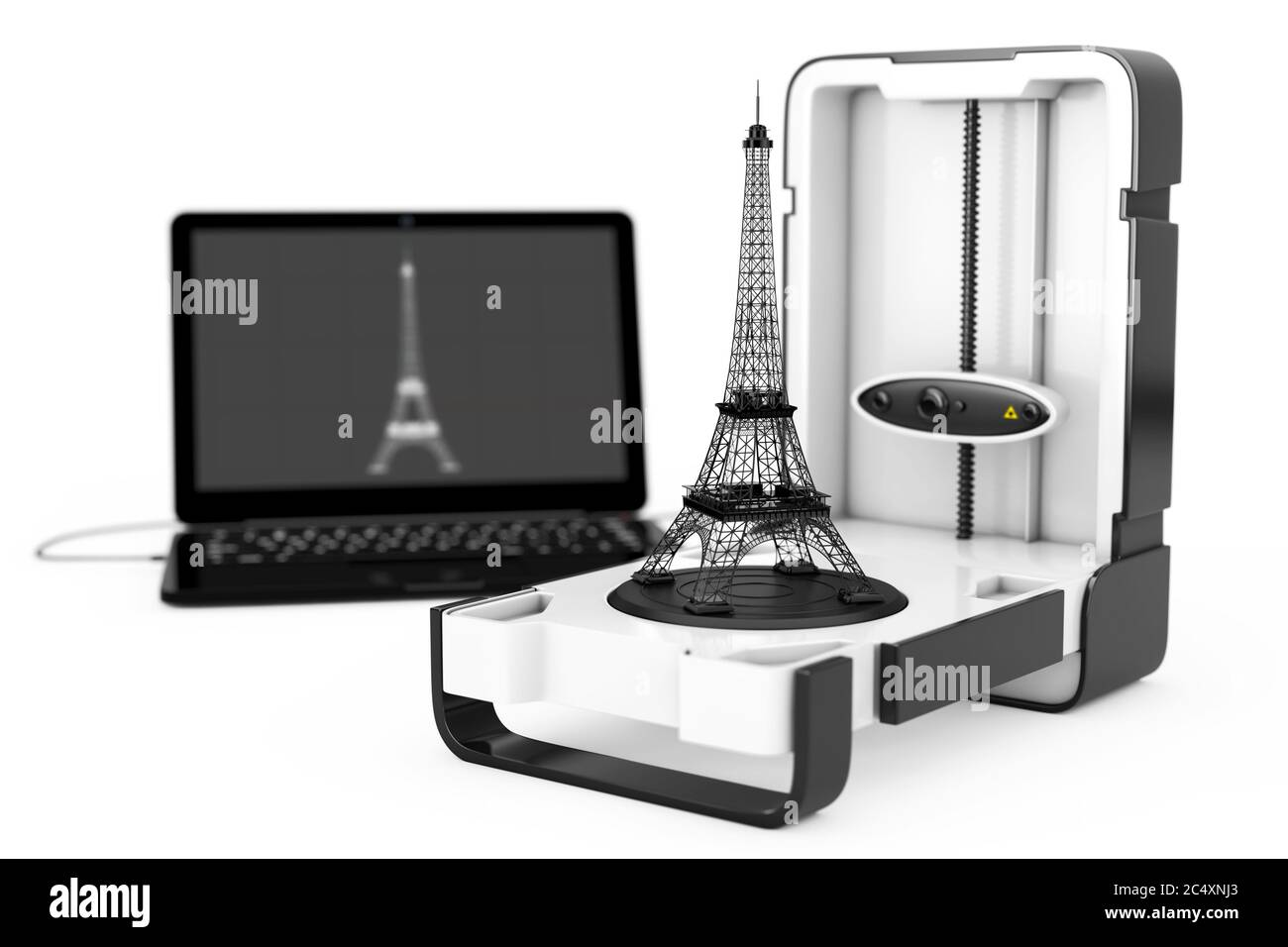 Free Standing Modern Desktop Home scanner 3D connecté à l'ordinateur  portable et scannant l'objet Tour Eiffel sur un fond blanc. Rendu 3d Photo  Stock - Alamy