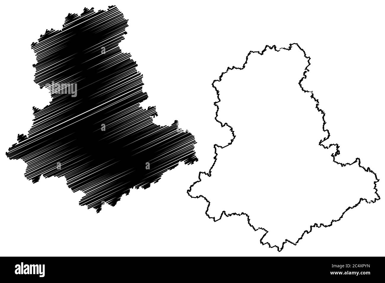 Département de la haute-Vienne (France, République française, région de la Nouvelle-Aquitaine) carte illustration vectorielle, scribble croquis carte de la haute Vienne Illustration de Vecteur