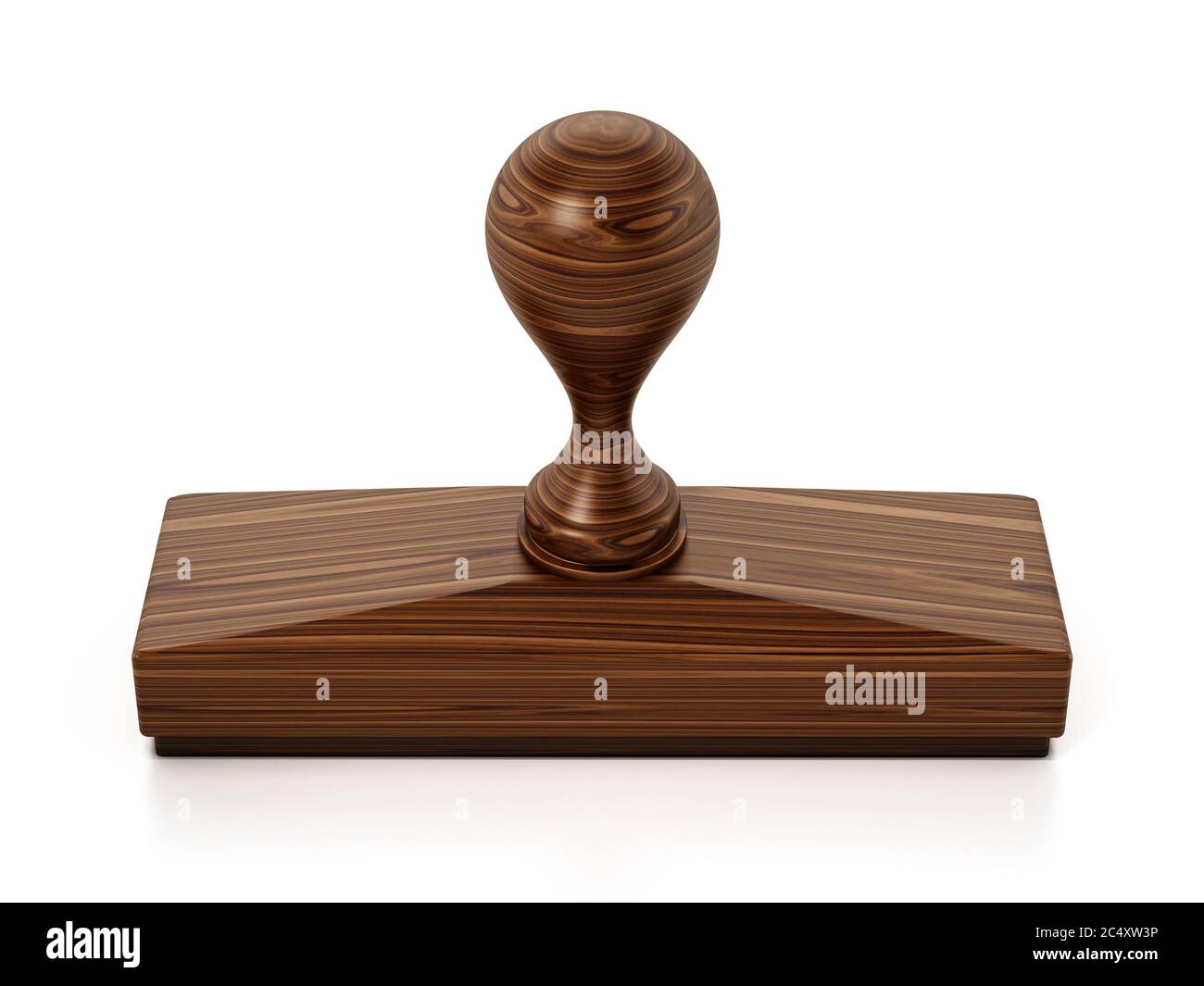 Timbre en bois isolé sur fond blanc. Illustration 3D. Banque D'Images