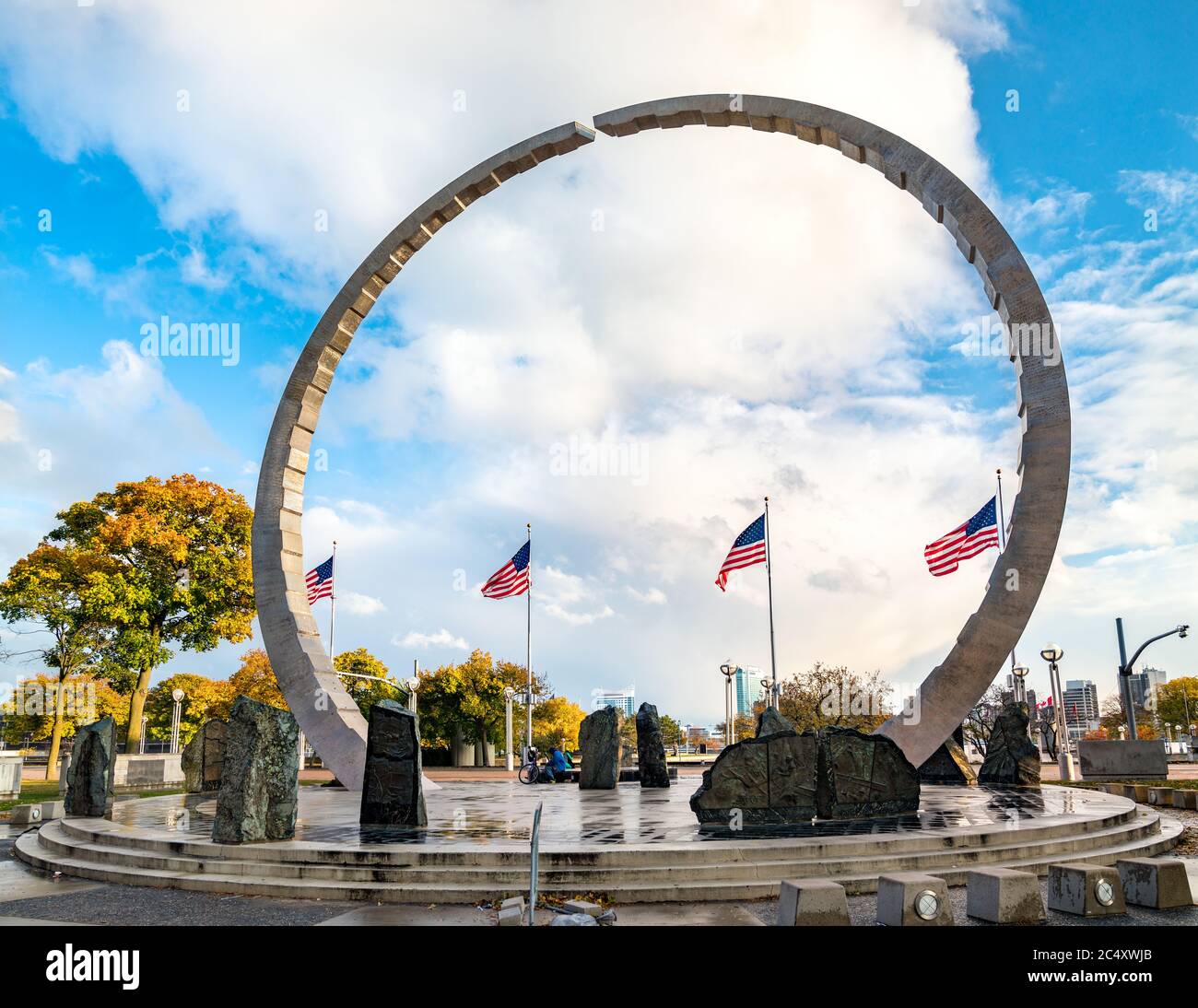 Transcendant, Michigan Labour Legacy Monument à Hart Plaza dans le centre-ville de Detroit Banque D'Images