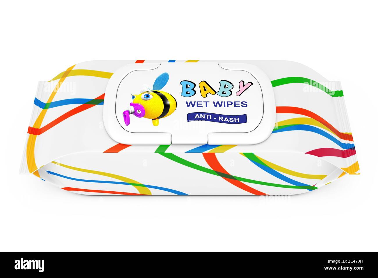 Paquet De Lingettes Humides Pour Bebe Sur Fond Blanc Rendu 3d Photo Stock Alamy